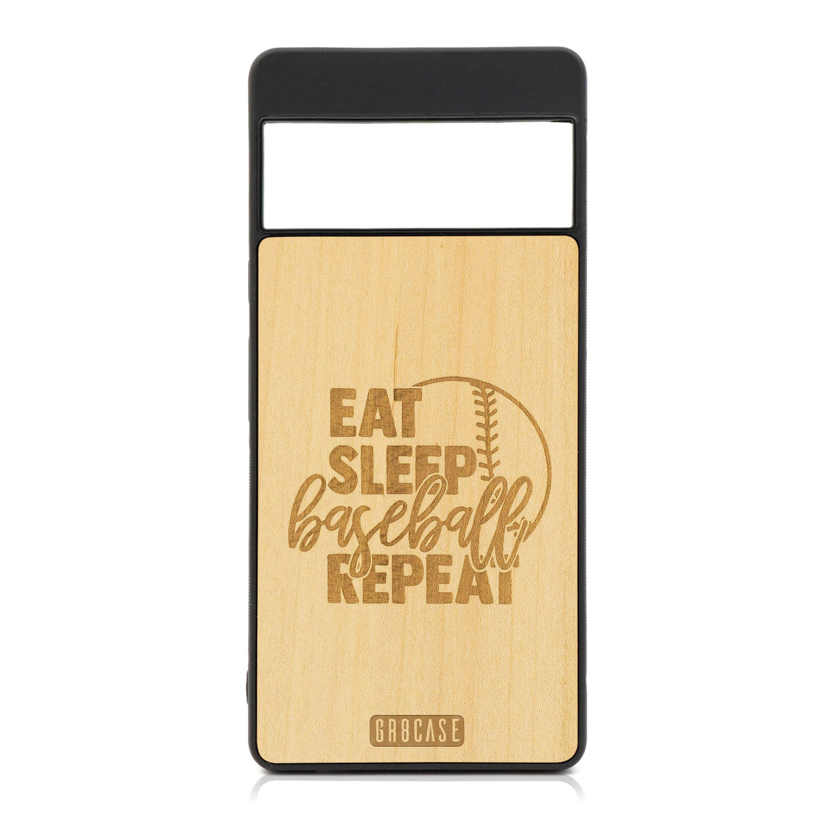Eat Sleep Baseball Repeat Design Wood Case For Google Pixel 6