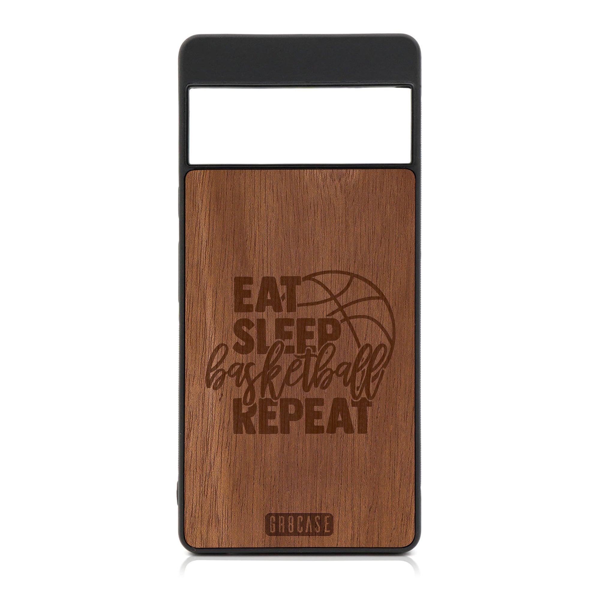 Eat Sleep Basketball Repeat Design Wood Case For Google Pixel 6