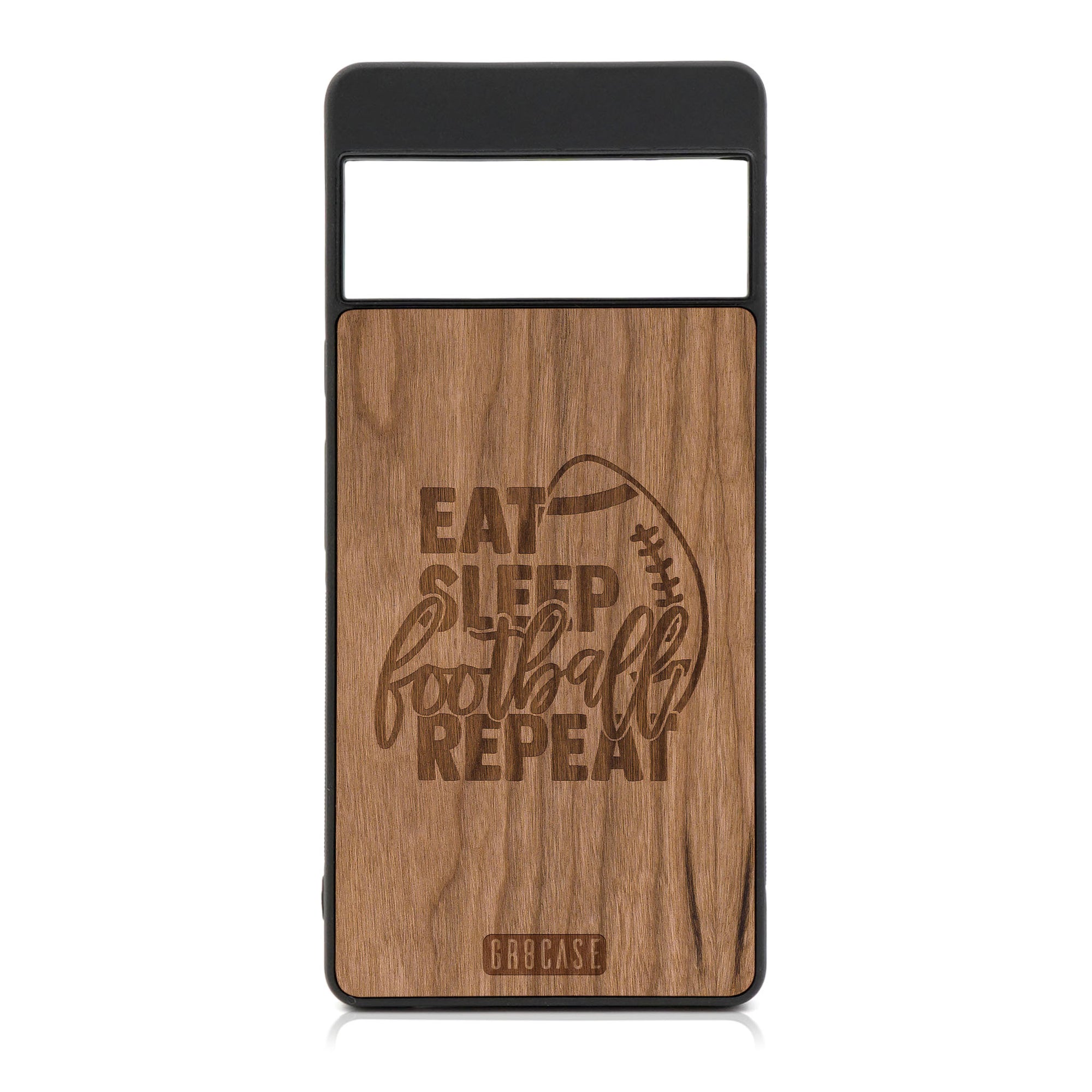 Eat Sleep Football Repeat Design Wood Case For Google Pixel 6