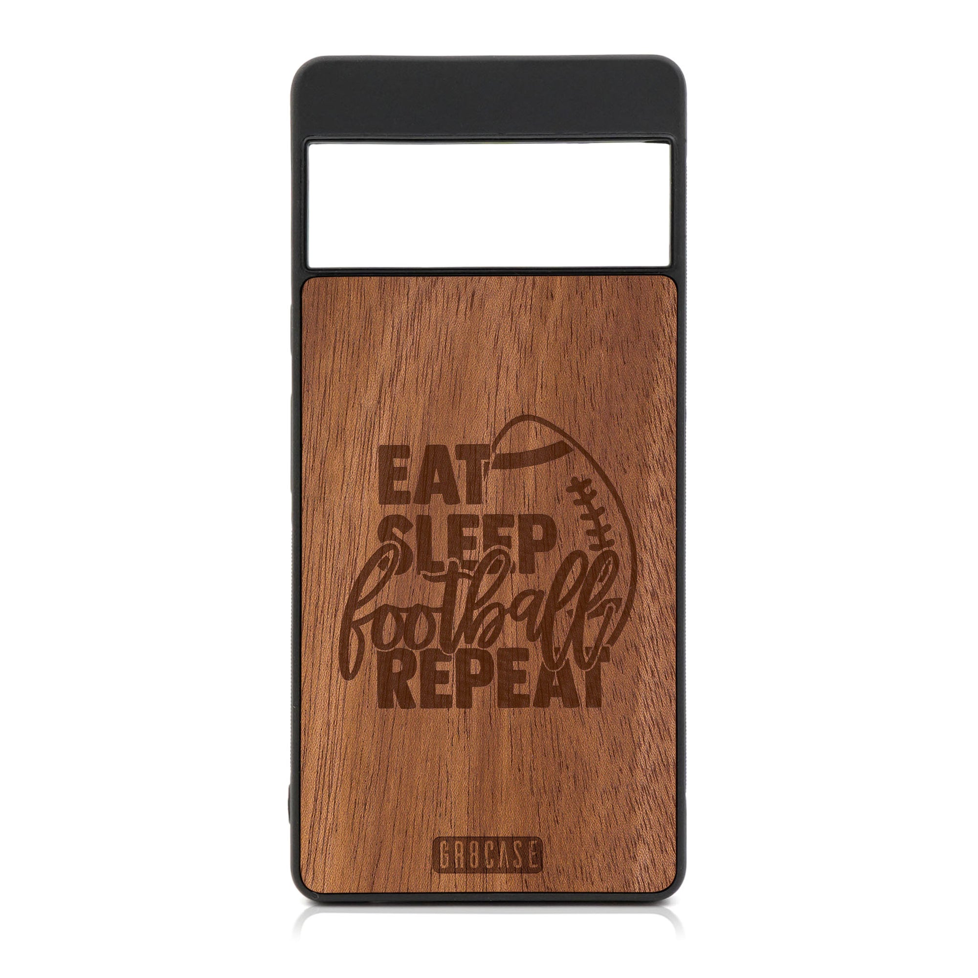 Eat Sleep Football Repeat Design Wood Case For Google Pixel 6