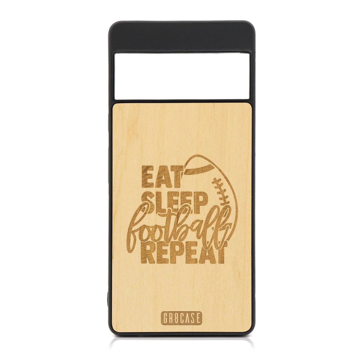 Eat Sleep Football Repeat Design Wood Case For Google Pixel 6