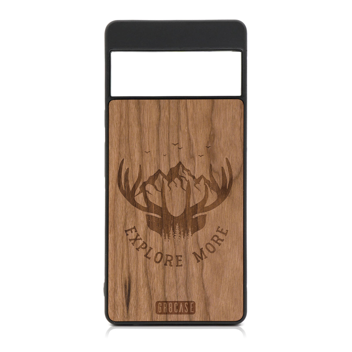 Explore More (Mountain &amp; Antlers) Design Wood Case For Google Pixel 6