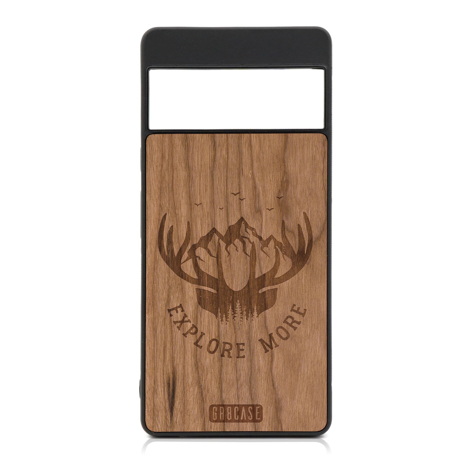 Explore More (Mountain & Antlers) Design Wood Case For Google Pixel 6