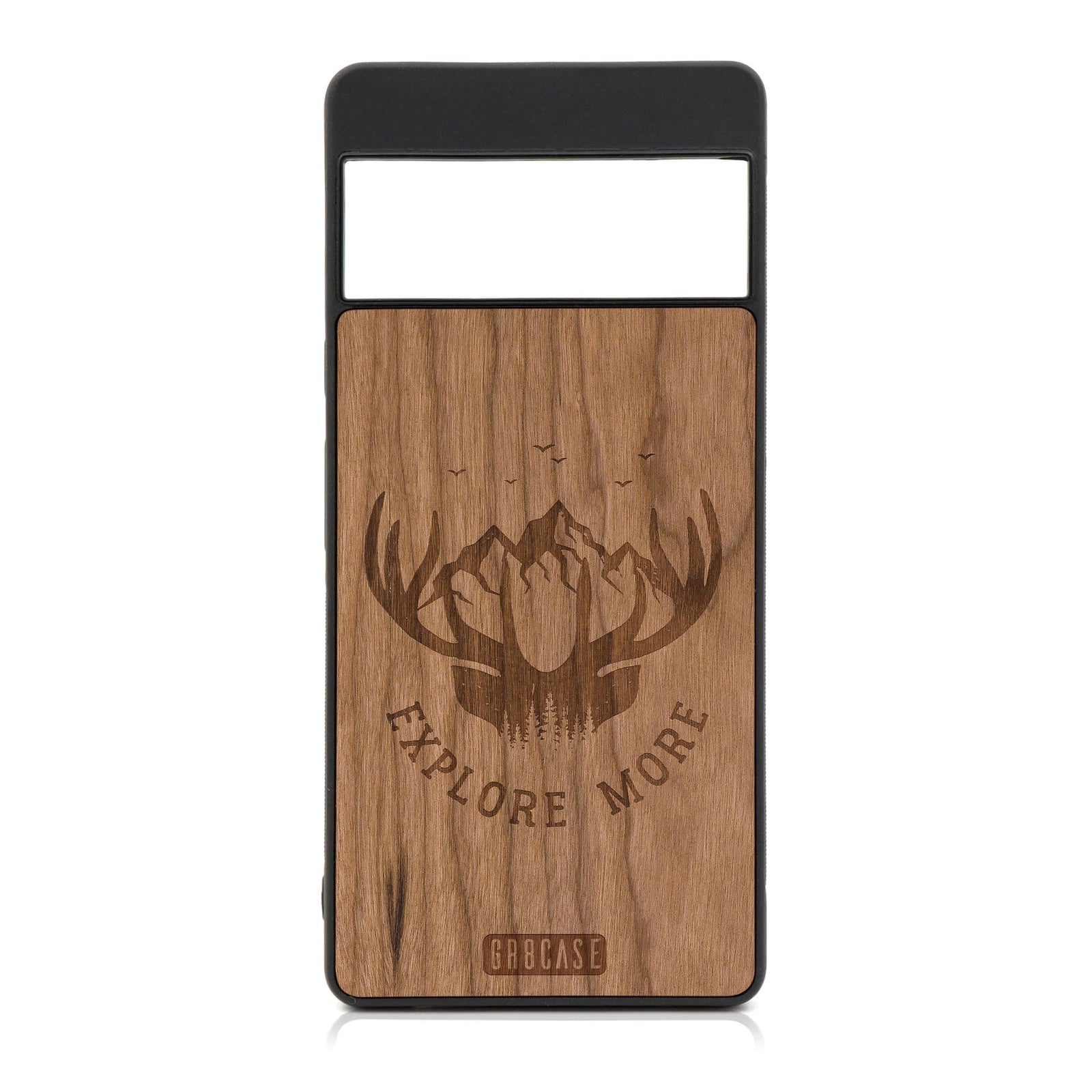 Explore More (Mountain & Antlers) Design Wood Case For Google Pixel 6A