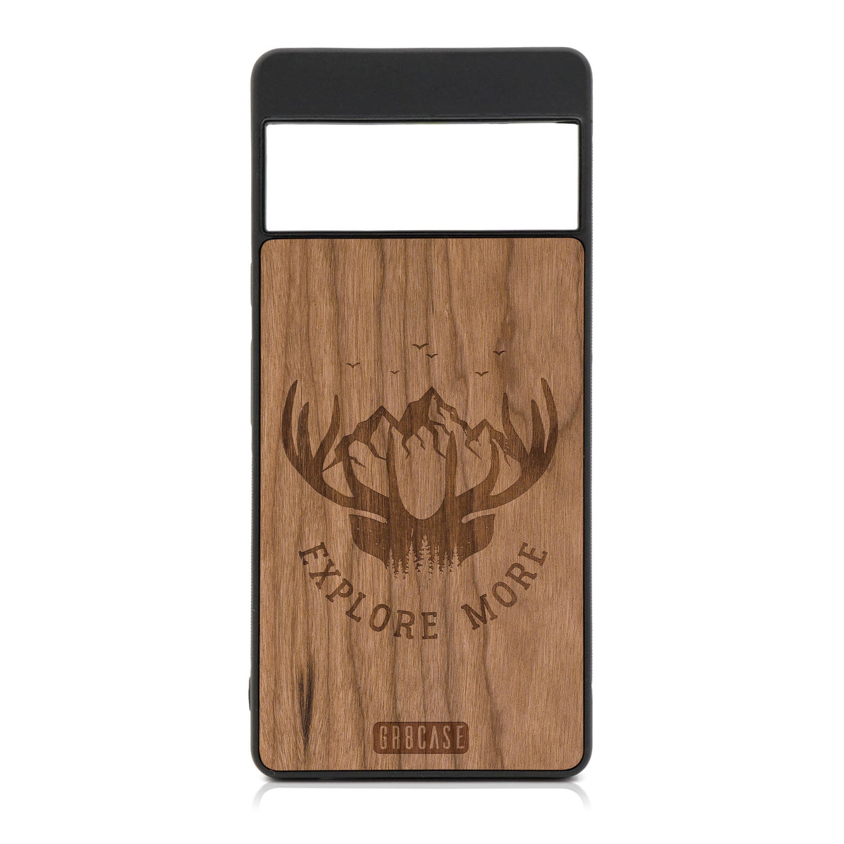 Explore More (Mountain &amp; Antlers) Design Wood Case For Google Pixel 6 Pro