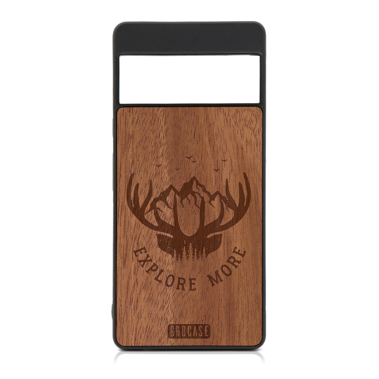 Explore More (Mountain & Antlers) Design Wood Case For Google Pixel 6