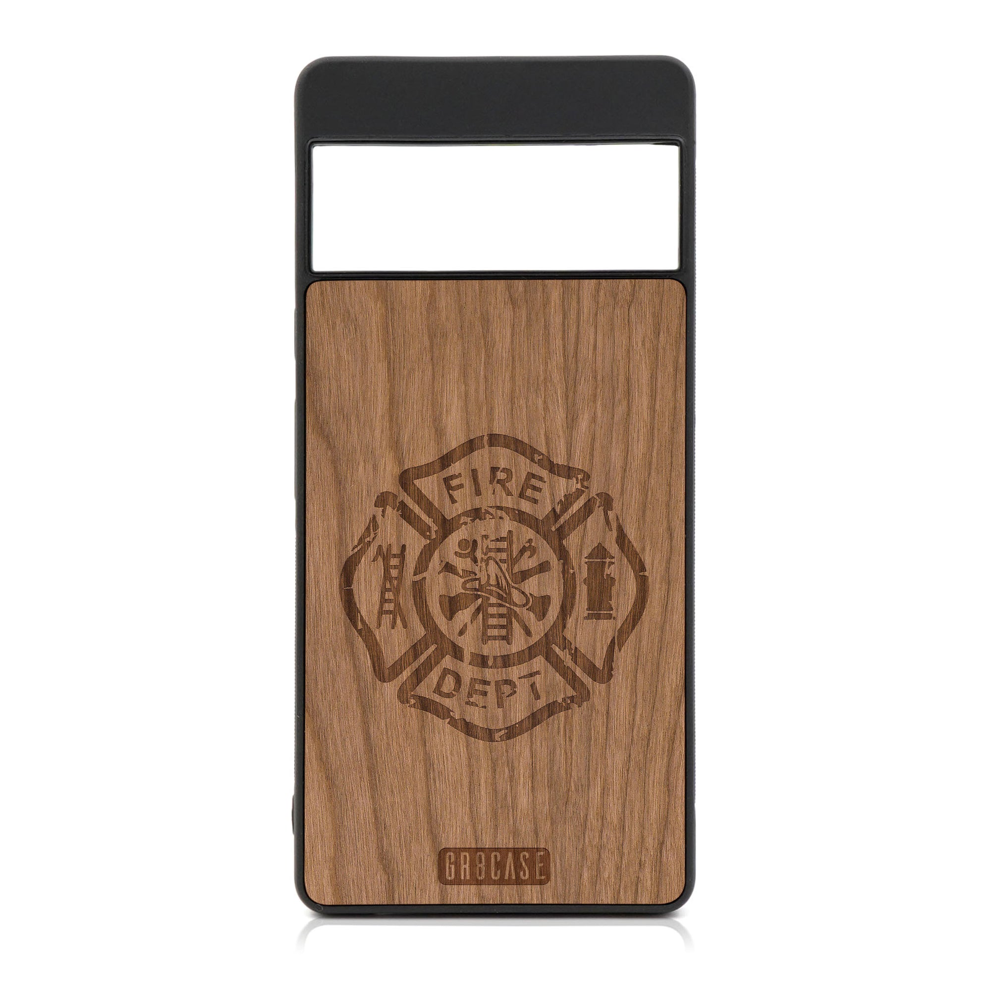 Fire Department Design Wood Case For Google Pixel 6