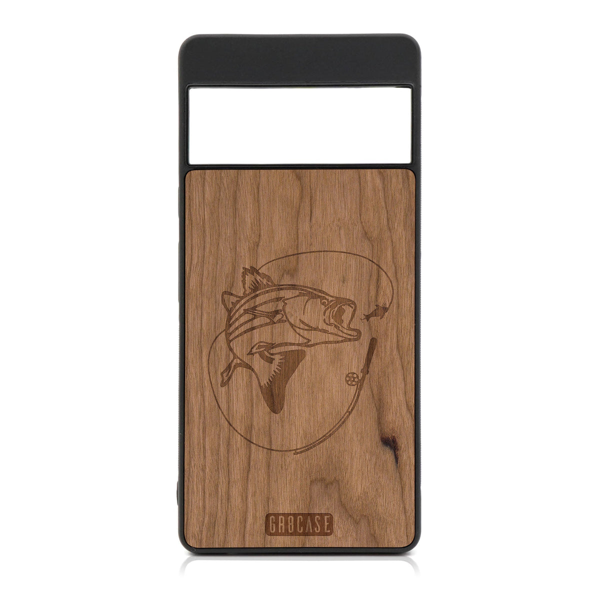 Fish and Reel Design Wood Case For Google Pixel 6A