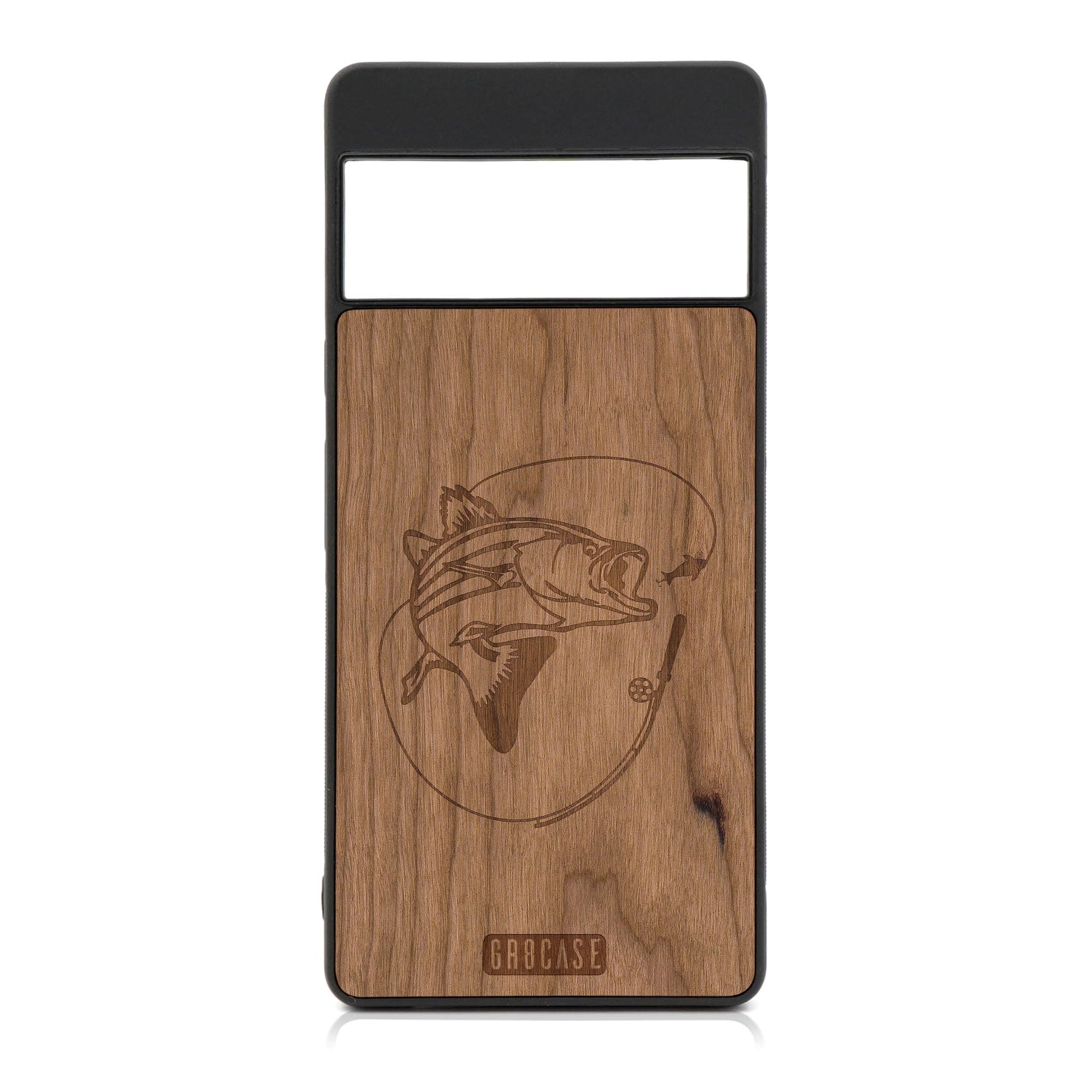 Fish and Reel Design Wood Case For Google Pixel 6A