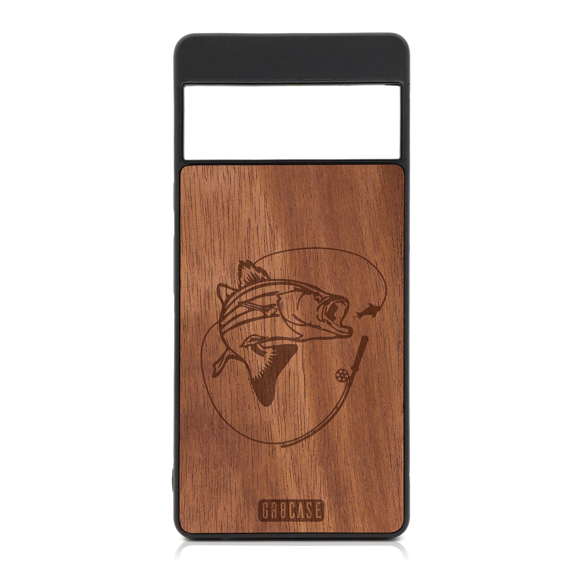 Fish and Reel Design Wood Case For Google Pixel 6A