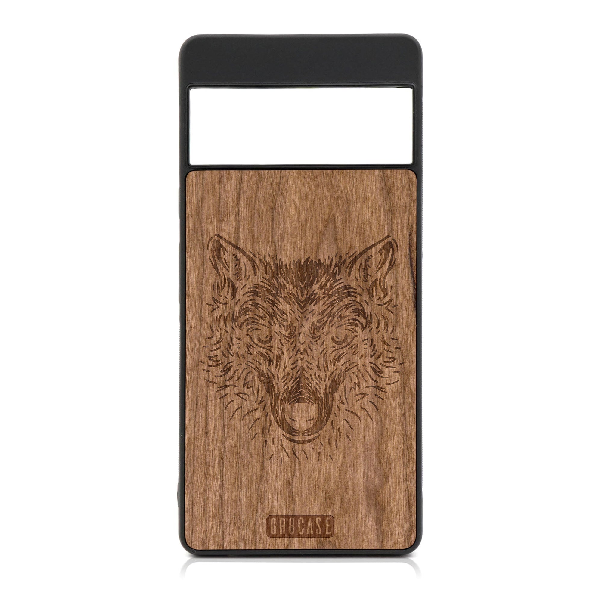 Furry Wolf Design Wood Case For Google Pixel 7 Pro