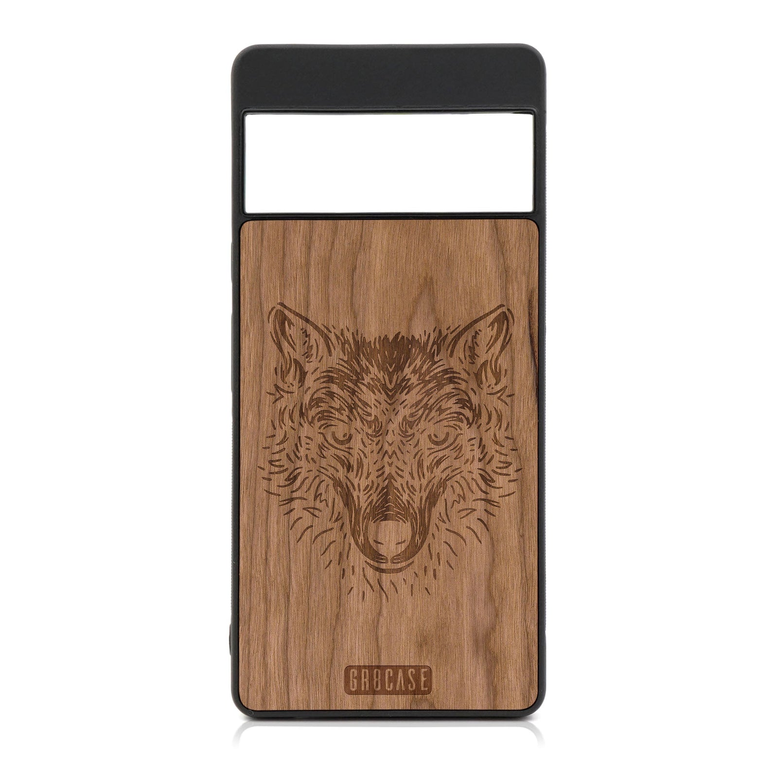 Furry Wolf Design Wood Case For Google Pixel 7