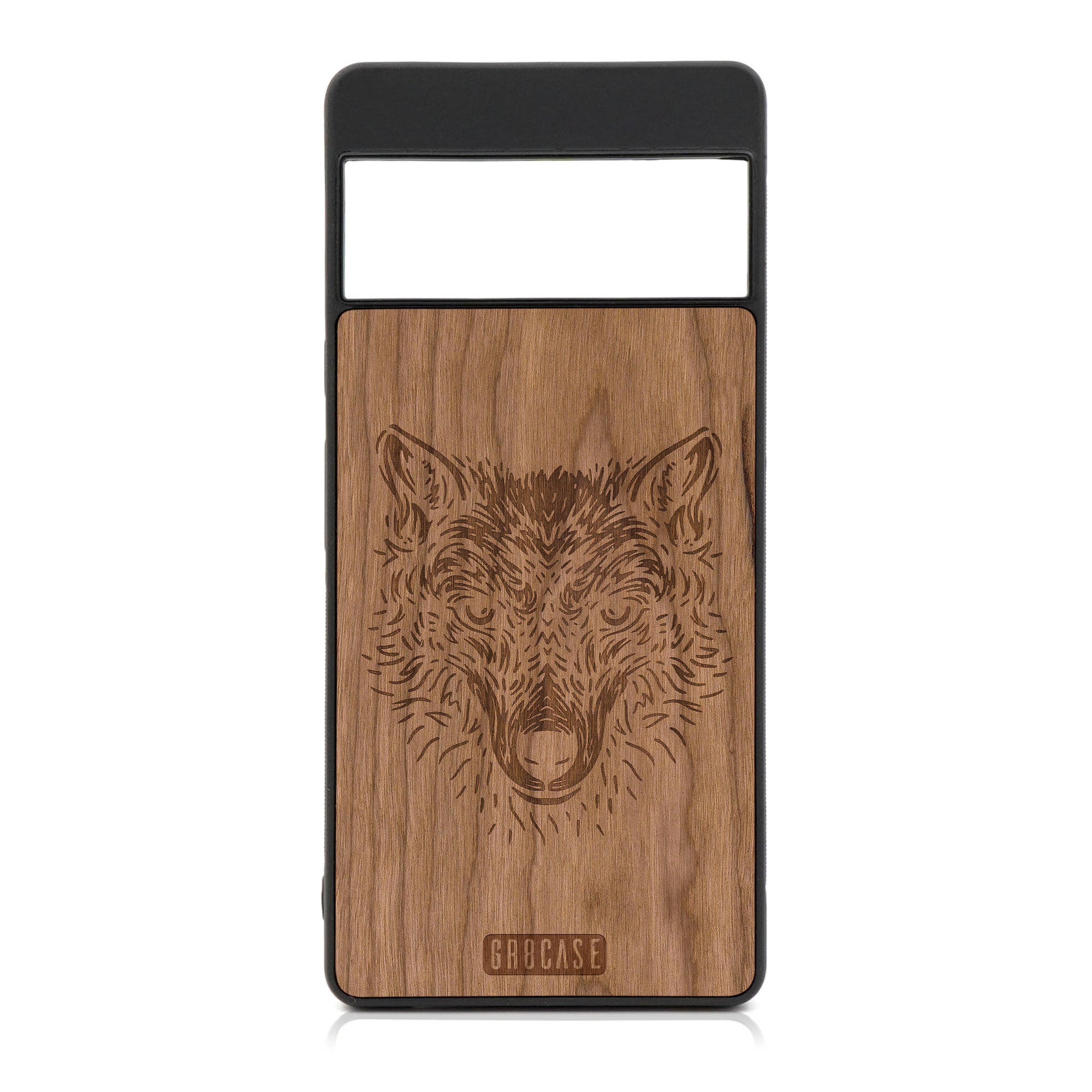 Furry Wolf Design Wood Case For Google Pixel 6