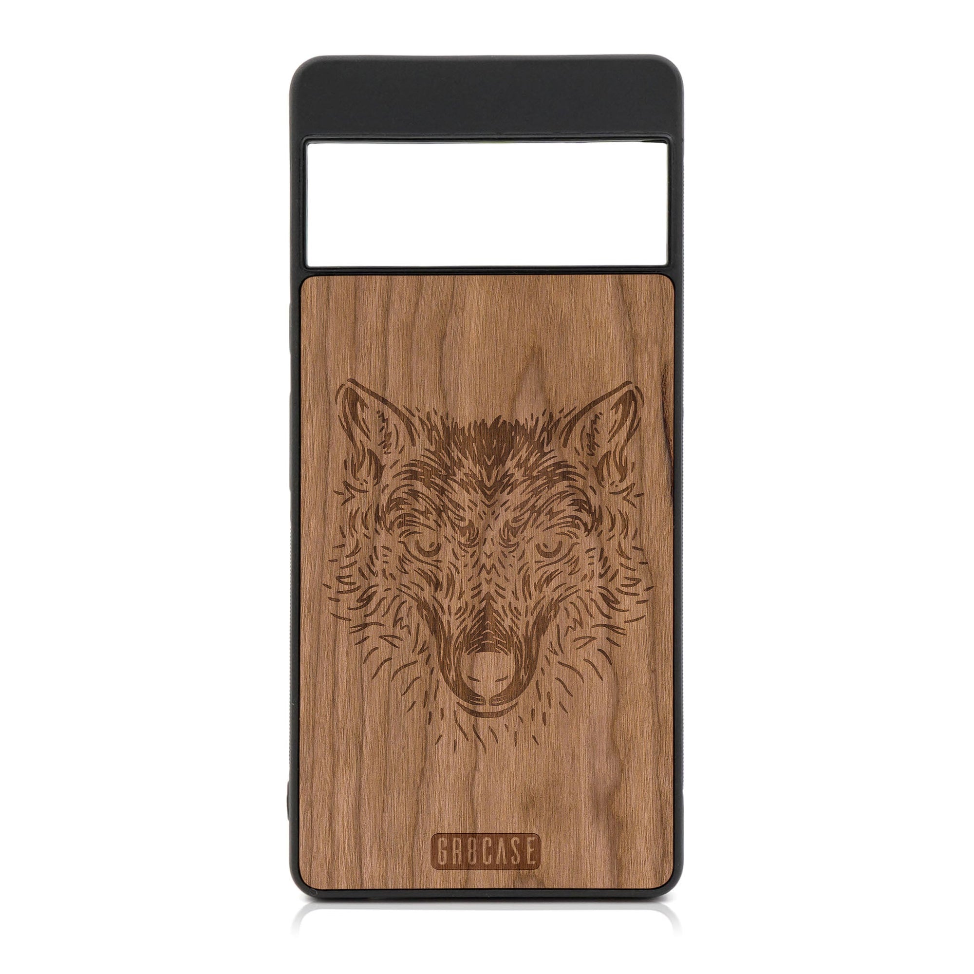 Furry Wolf Design Wood Case For Google Pixel 6 Pro