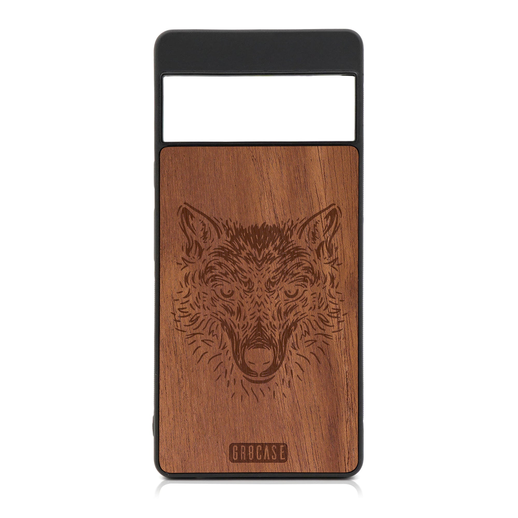 Furry Wolf Design Wood Case For Google Pixel 6