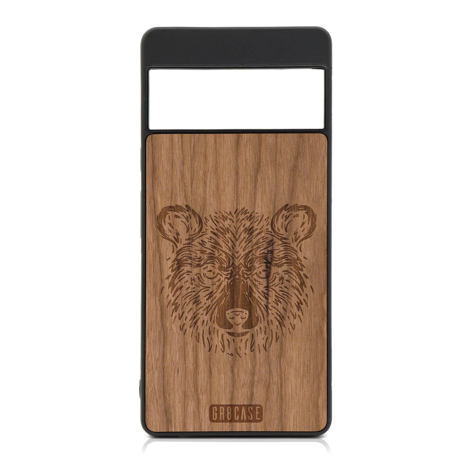 Furry Bear Design Wood Case For Google Pixel 6A