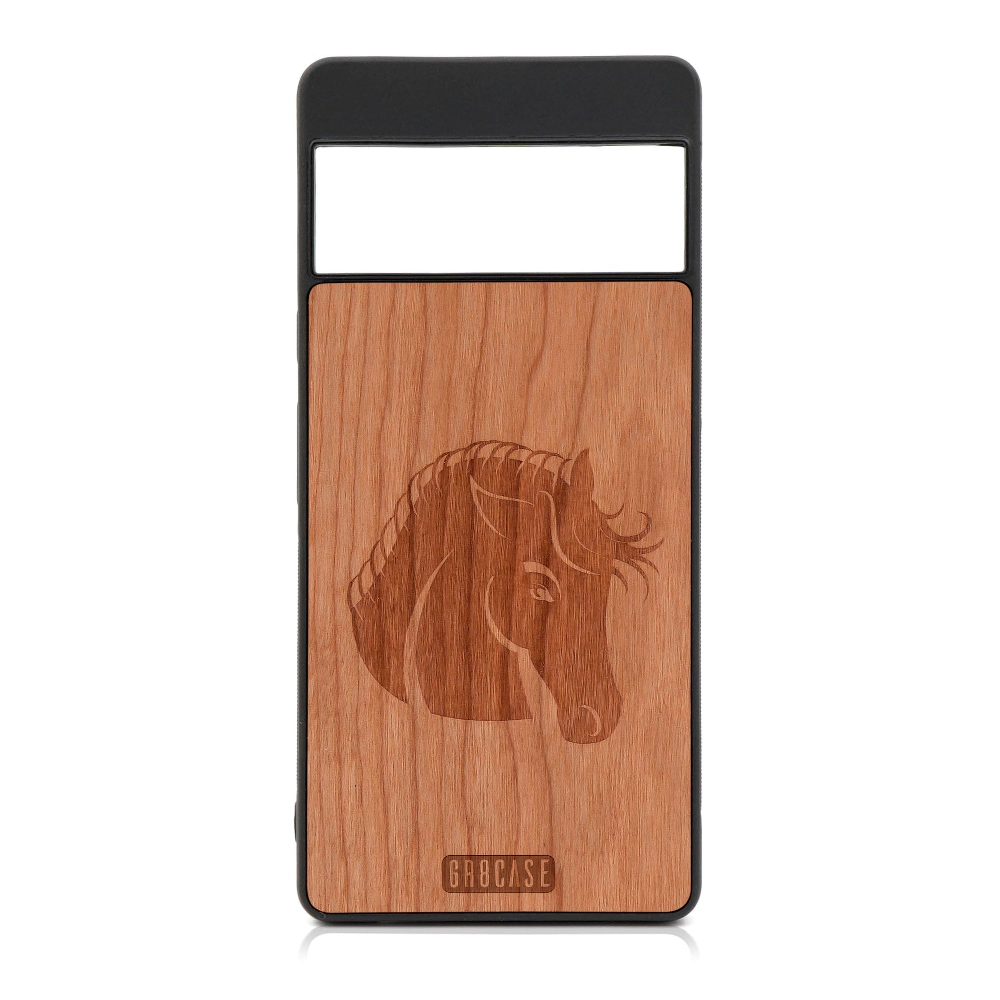 Horse Design Wood Case For Google Pixel 6A
