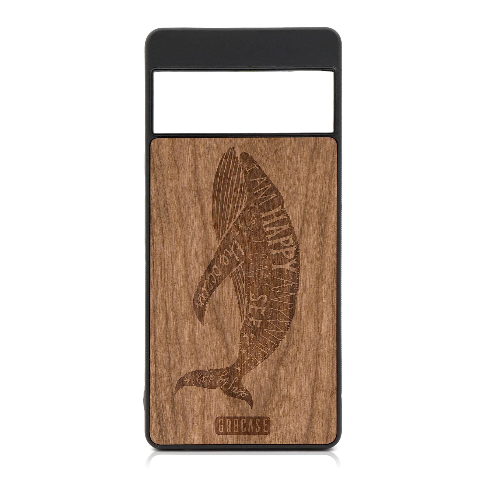 I'm Happy Anywhere I Can See The Ocean (Whale) Design Wood Case For Google Pixel 6 Pro