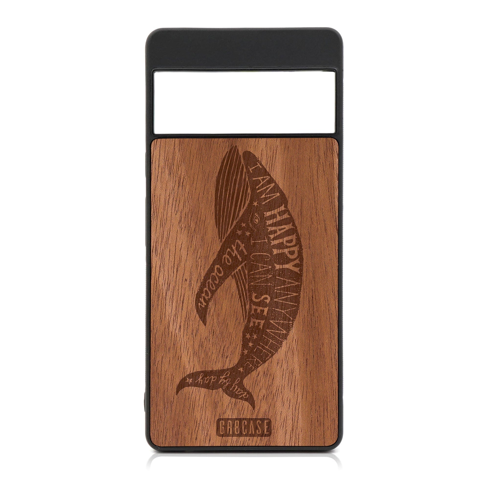 I'm Happy Anywhere I Can See The Ocean (Whale) Design Wood Case For Google Pixel 6A