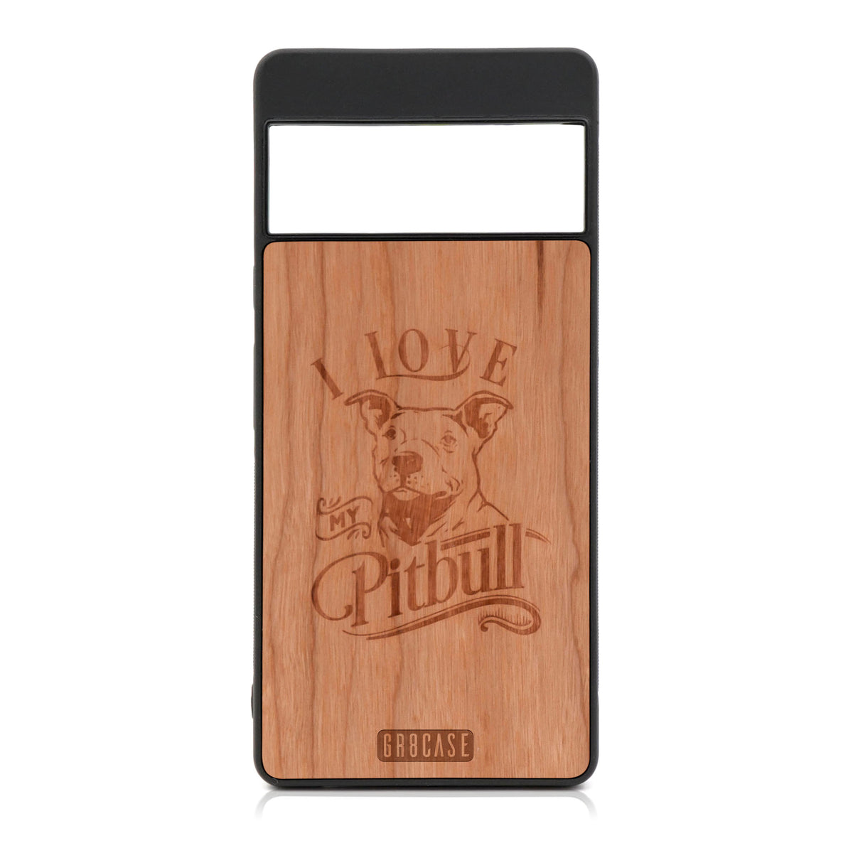I Love My Pitbull Design Wood Case For Google Pixel 6