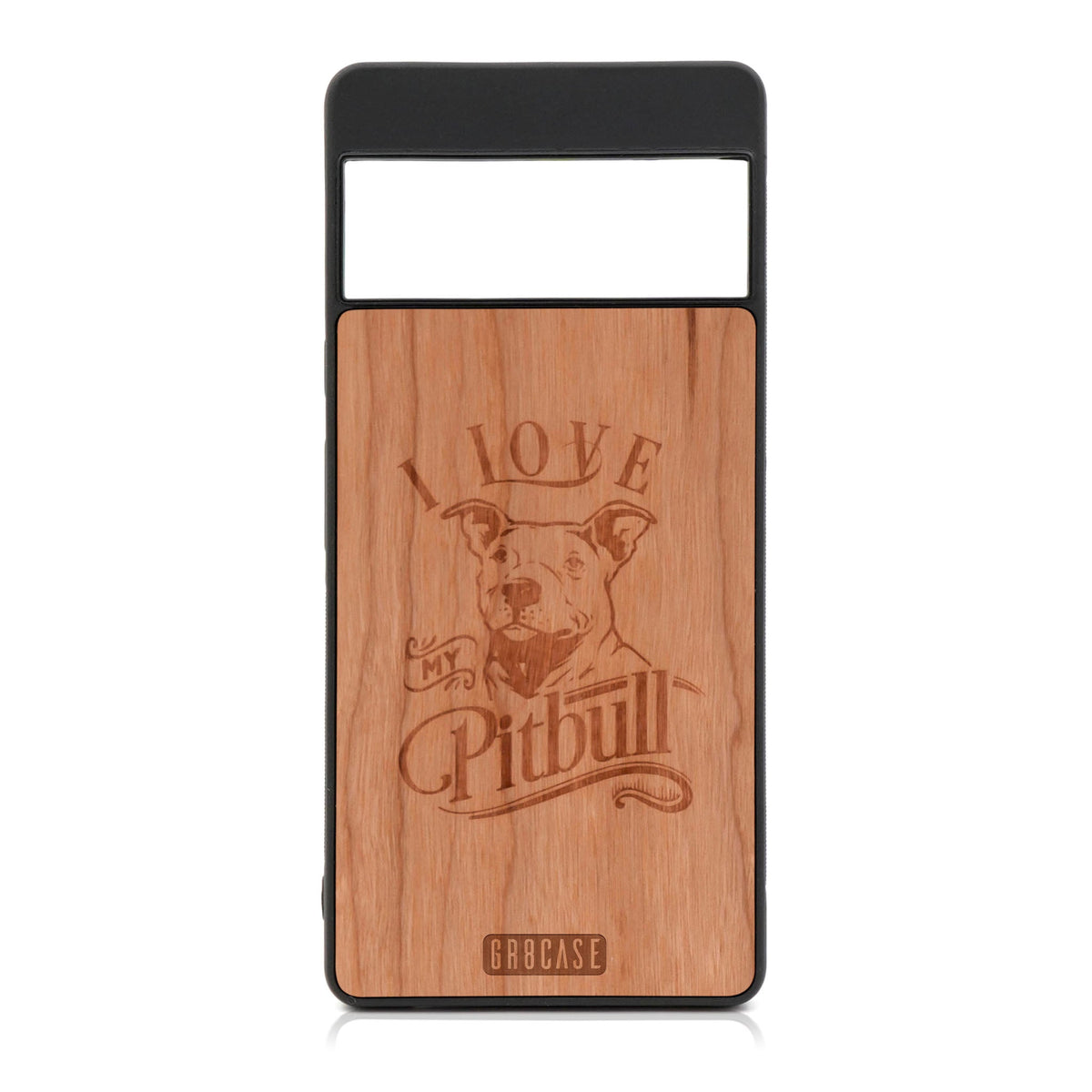 I Love My Pitbull Design Wood Case For Google Pixel 6A