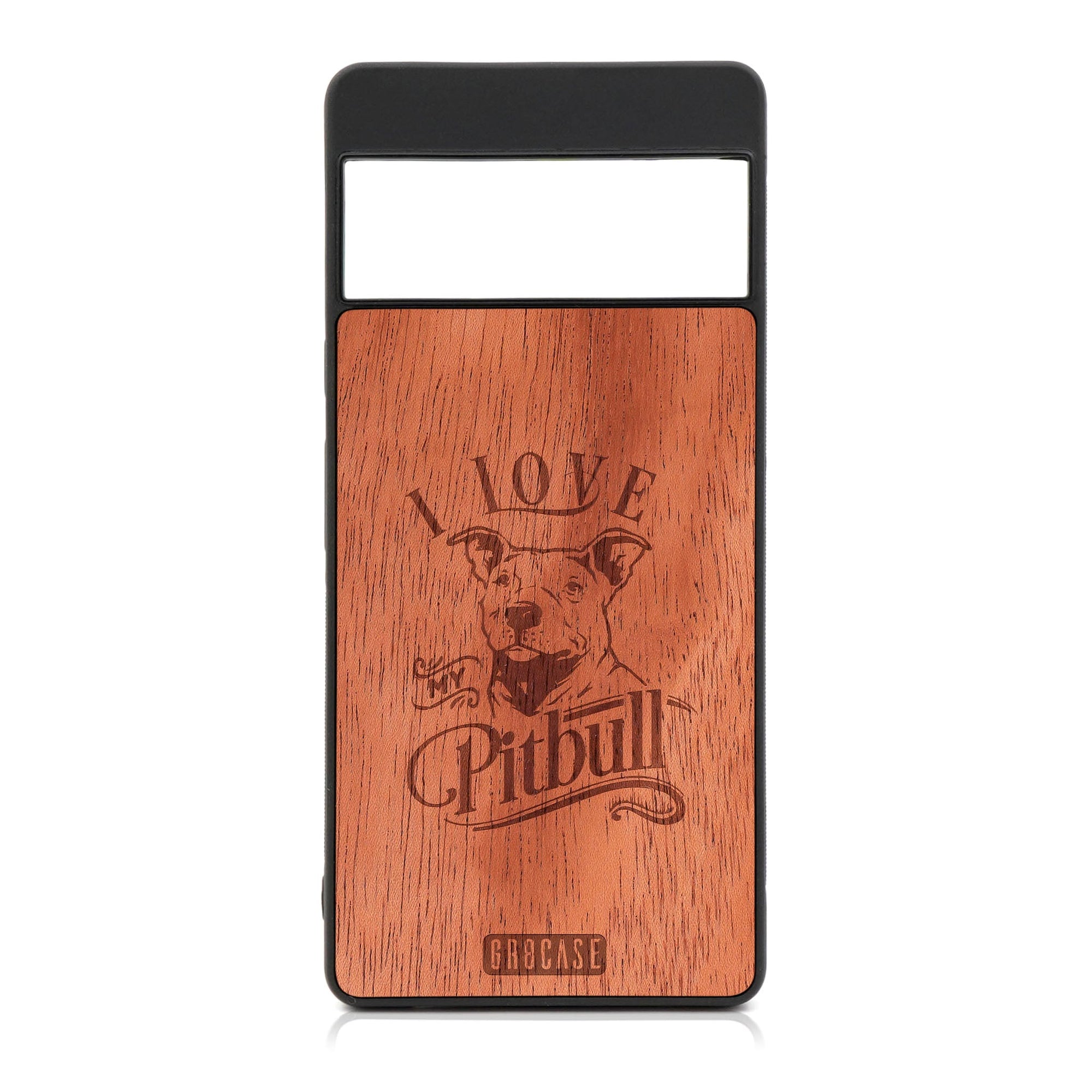 I Love My Pitbull Design Wood Case For Google Pixel 6 Pro