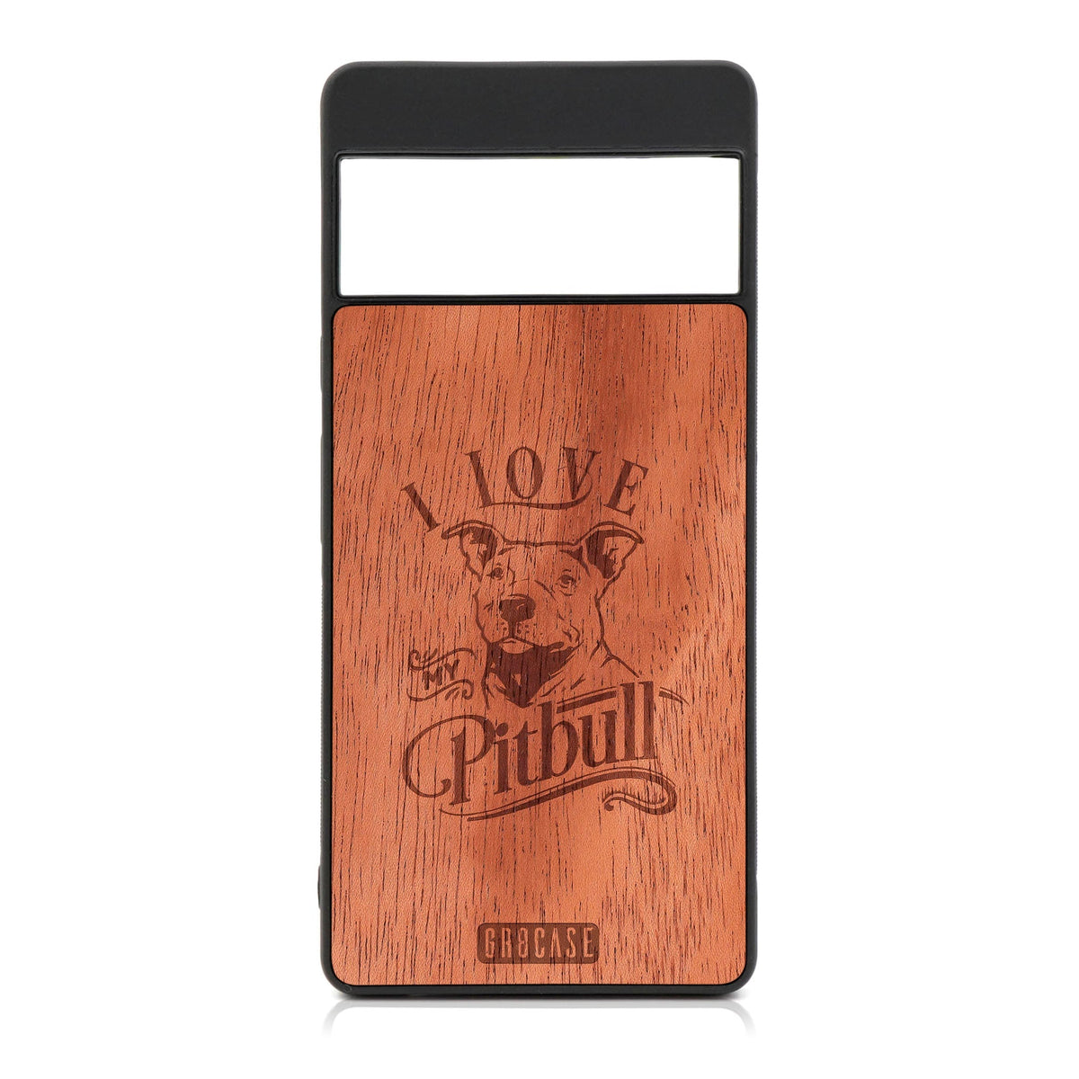 I Love My Pitbull Design Wood Case For Google Pixel 6A