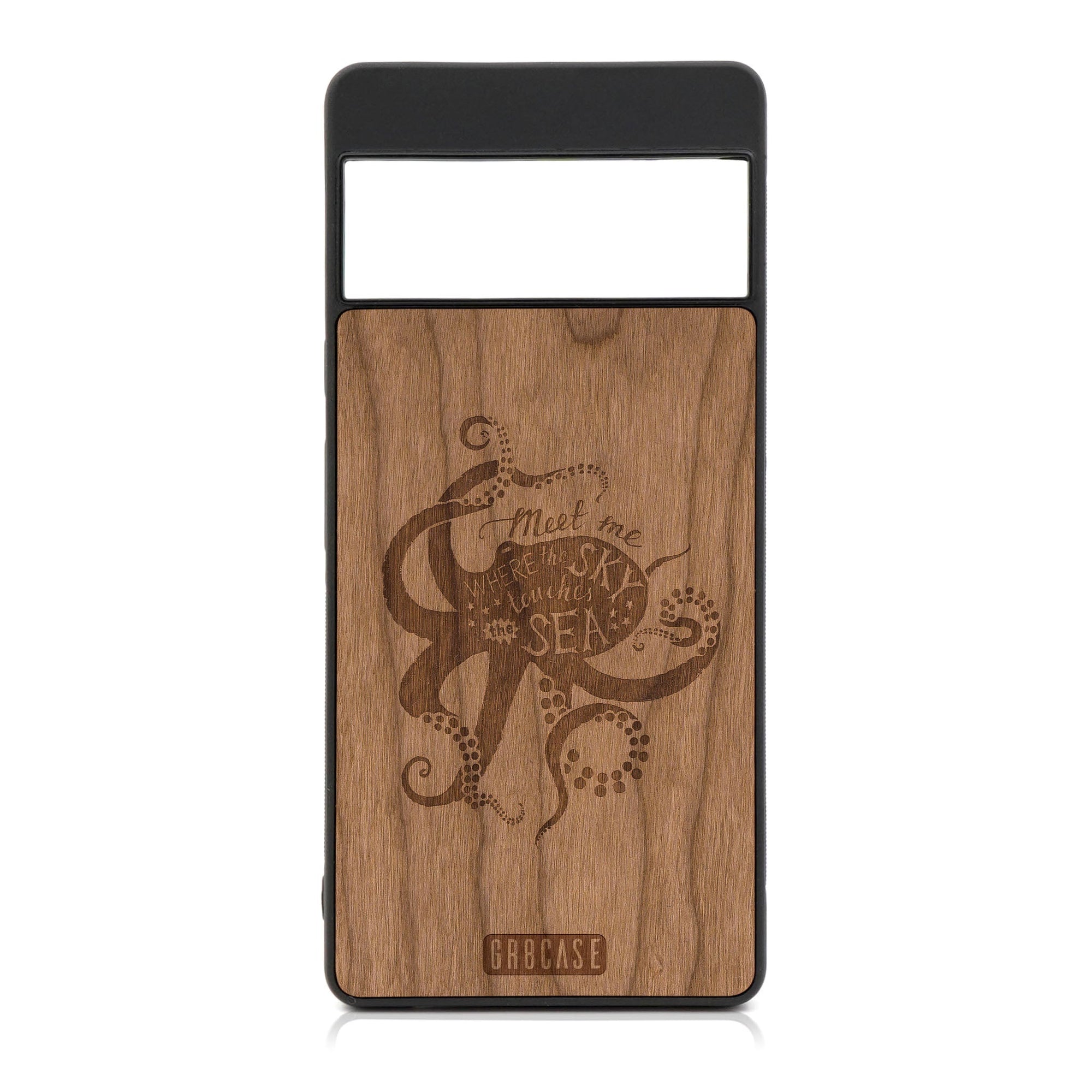 Meet Me Where The Sky Touches The Sea (Octopus) Design Wood Case For Google Pixel 6A