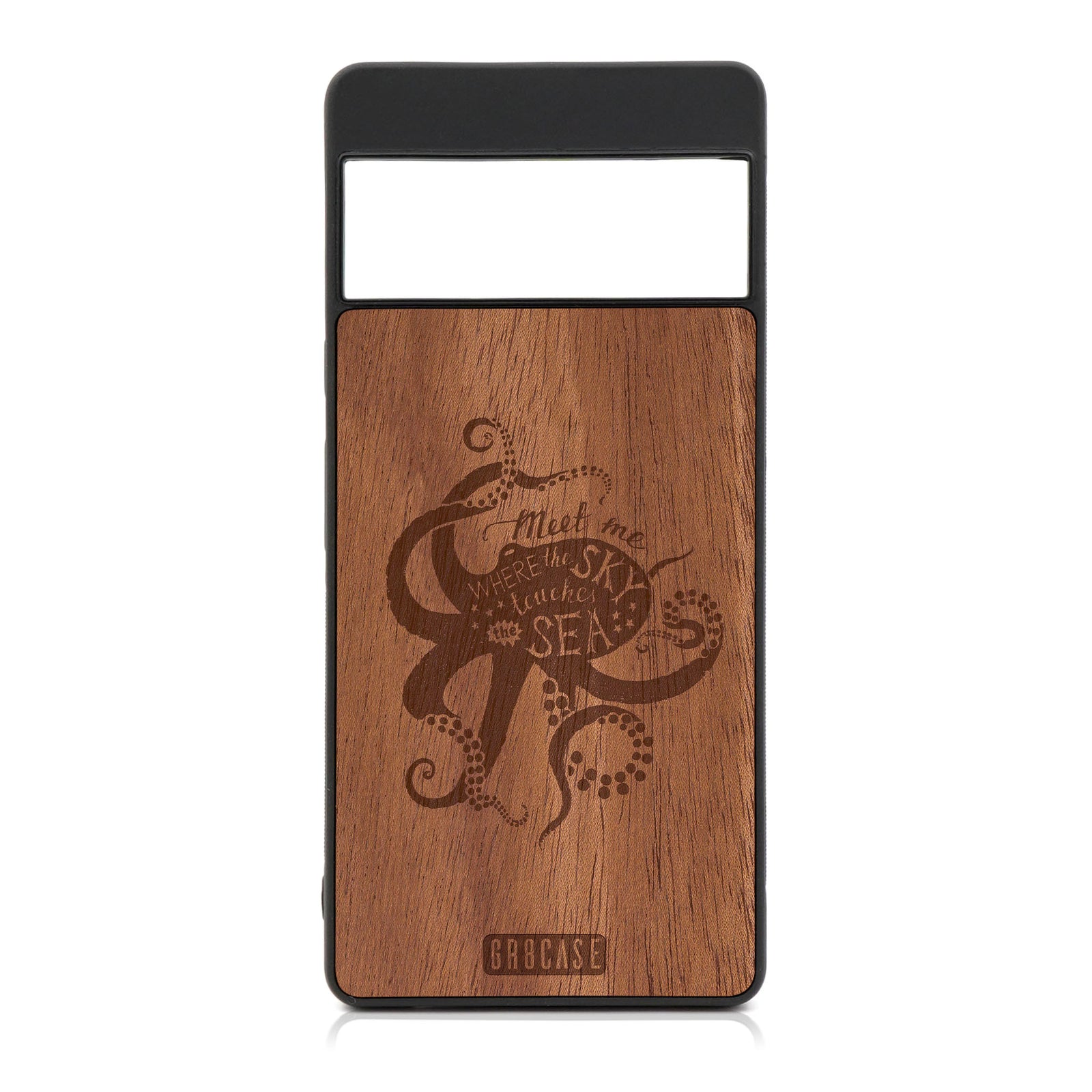 Meet Me Where The Sky Touches The Sea (Octopus) Design Wood Case For Google Pixel 6
