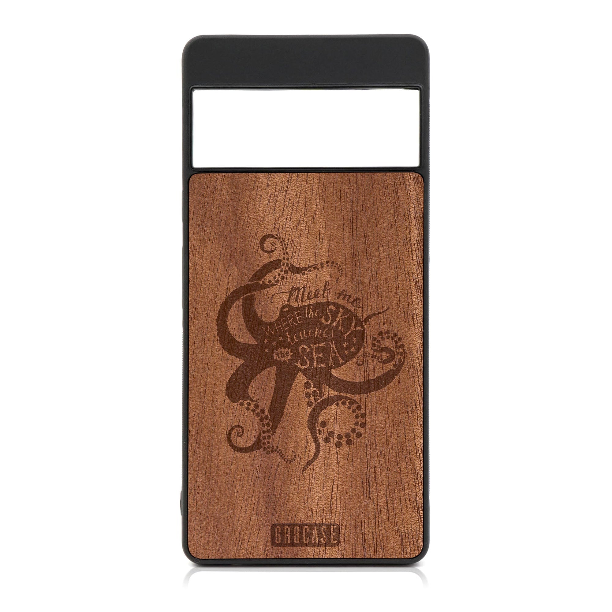 Meet Me Where The Sky Touches The Sea (Octopus) Design Wood Case For Google Pixel 6A