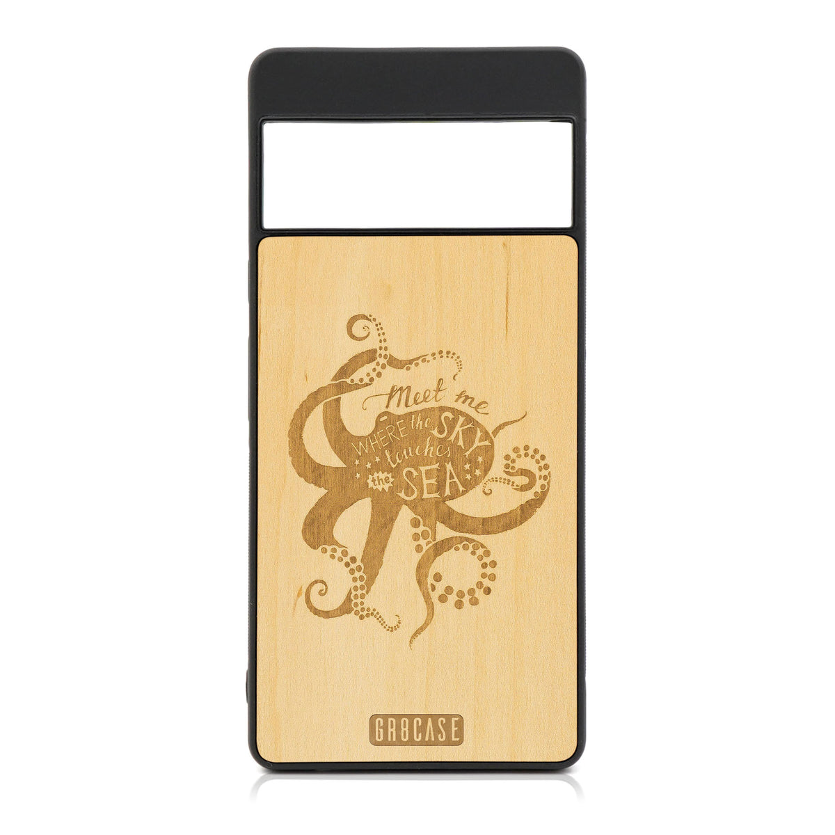 Meet Me Where The Sky Touches The Sea (Octopus) Design Wood Case For Google Pixel 6
