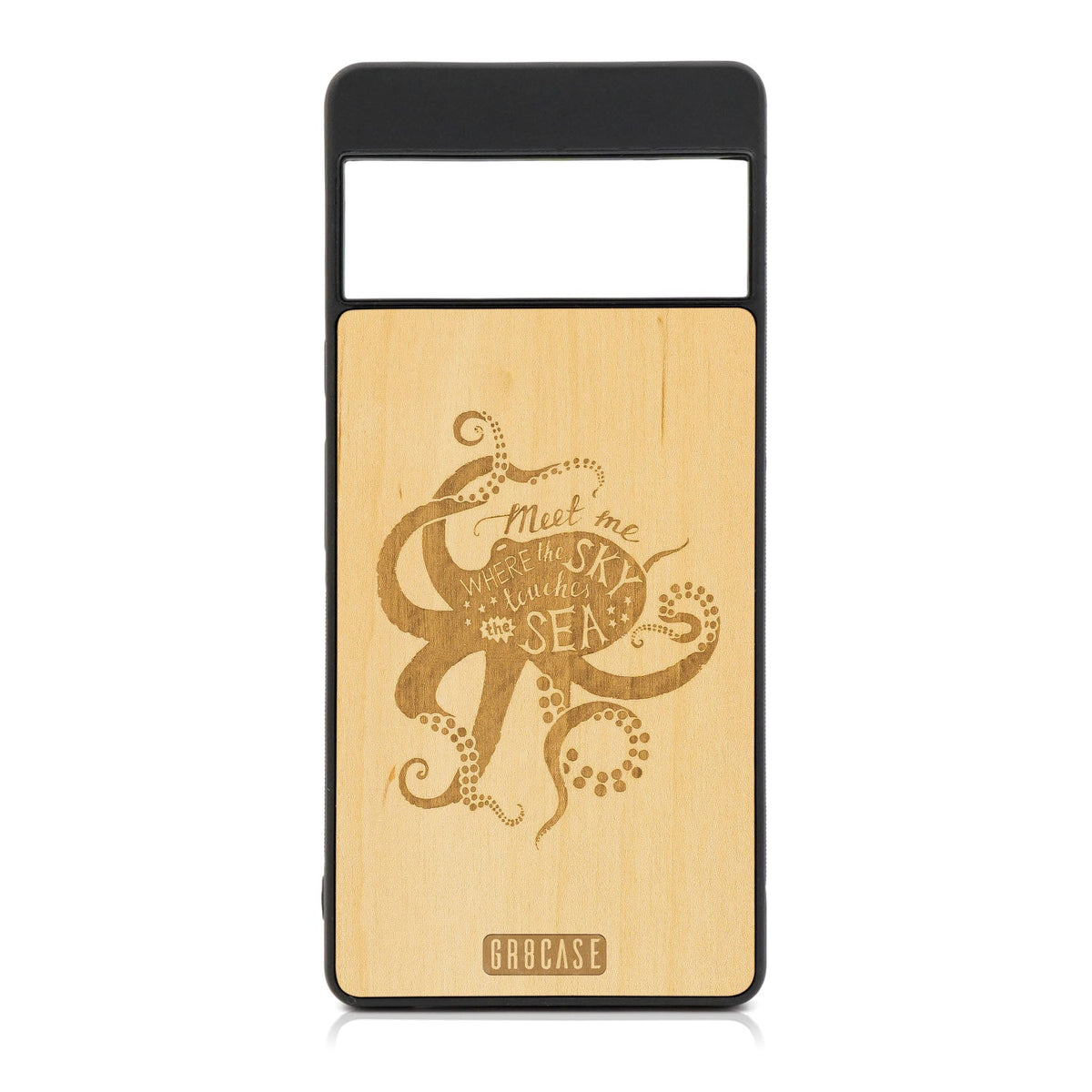 Meet Me Where The Sky Touches The Sea (Octopus) Design Wood Case For Google Pixel 7
