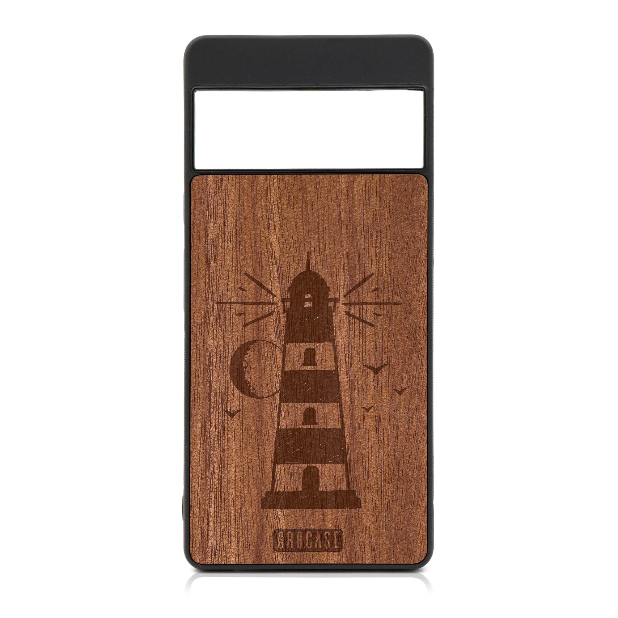 Midnight Lighthouse Design Wood Case For Google Pixel 6 Pro