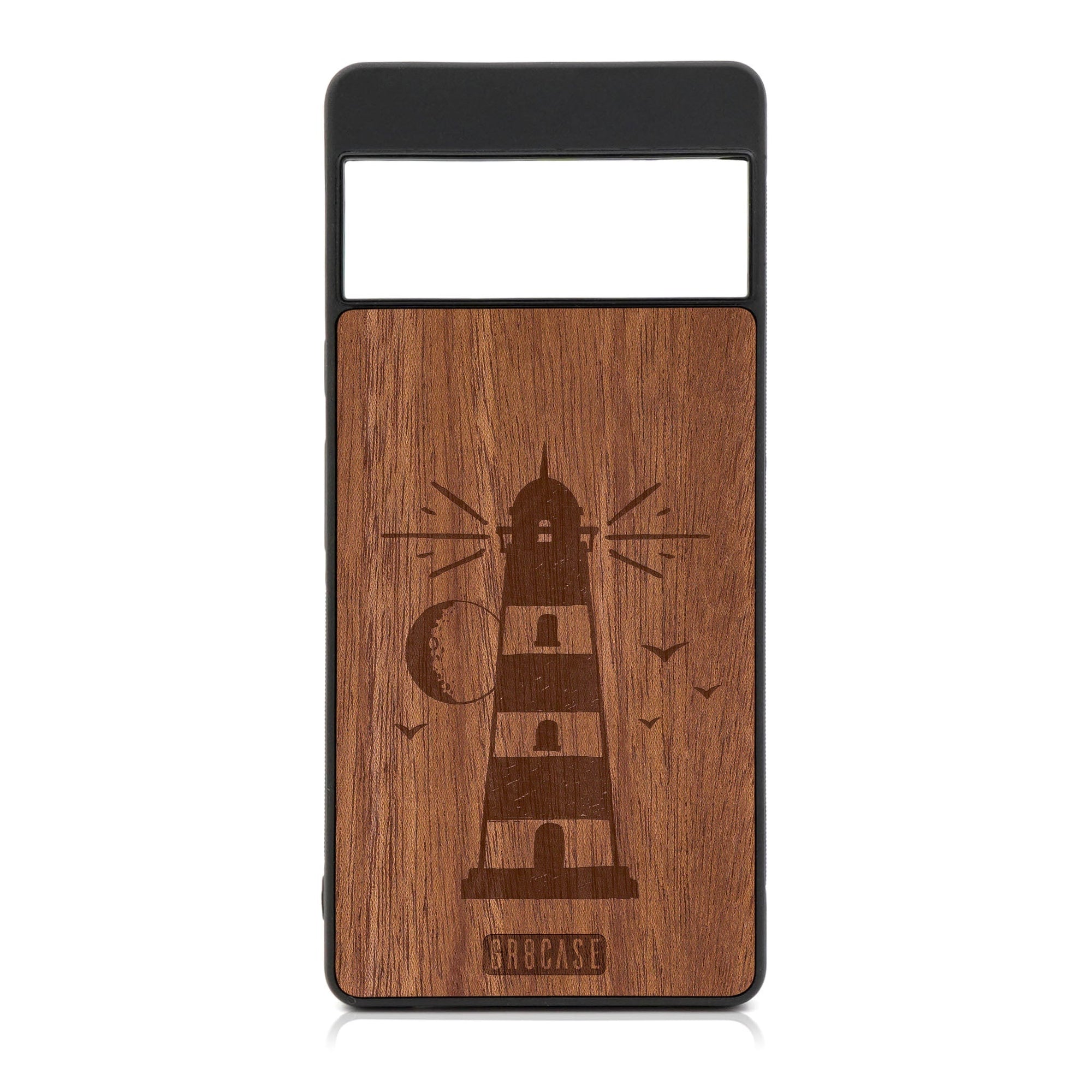 Midnight Lighthouse Design Wood Case For Google Pixel 7 Pro