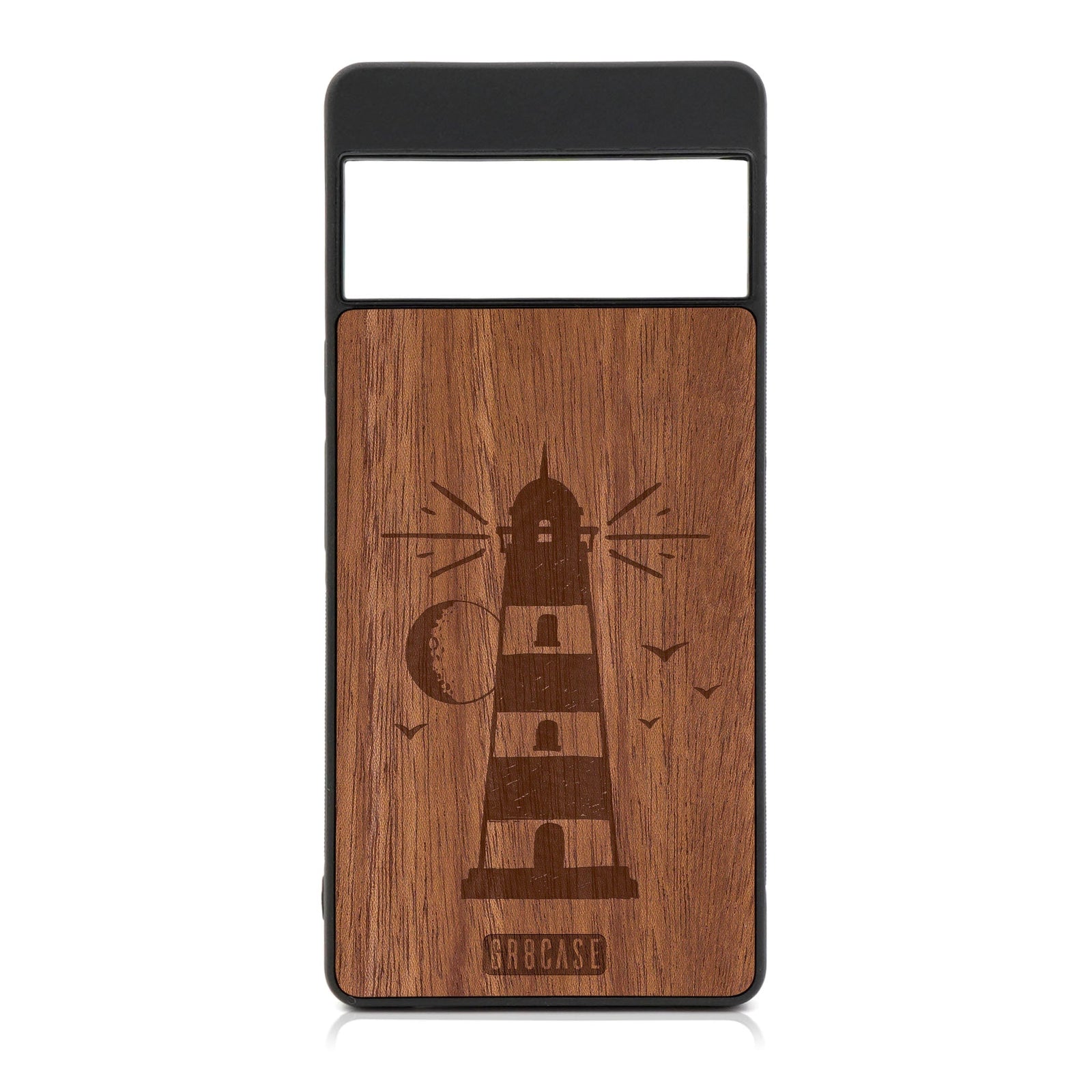 Midnight Lighthouse Design Wood Case For Google Pixel 6A