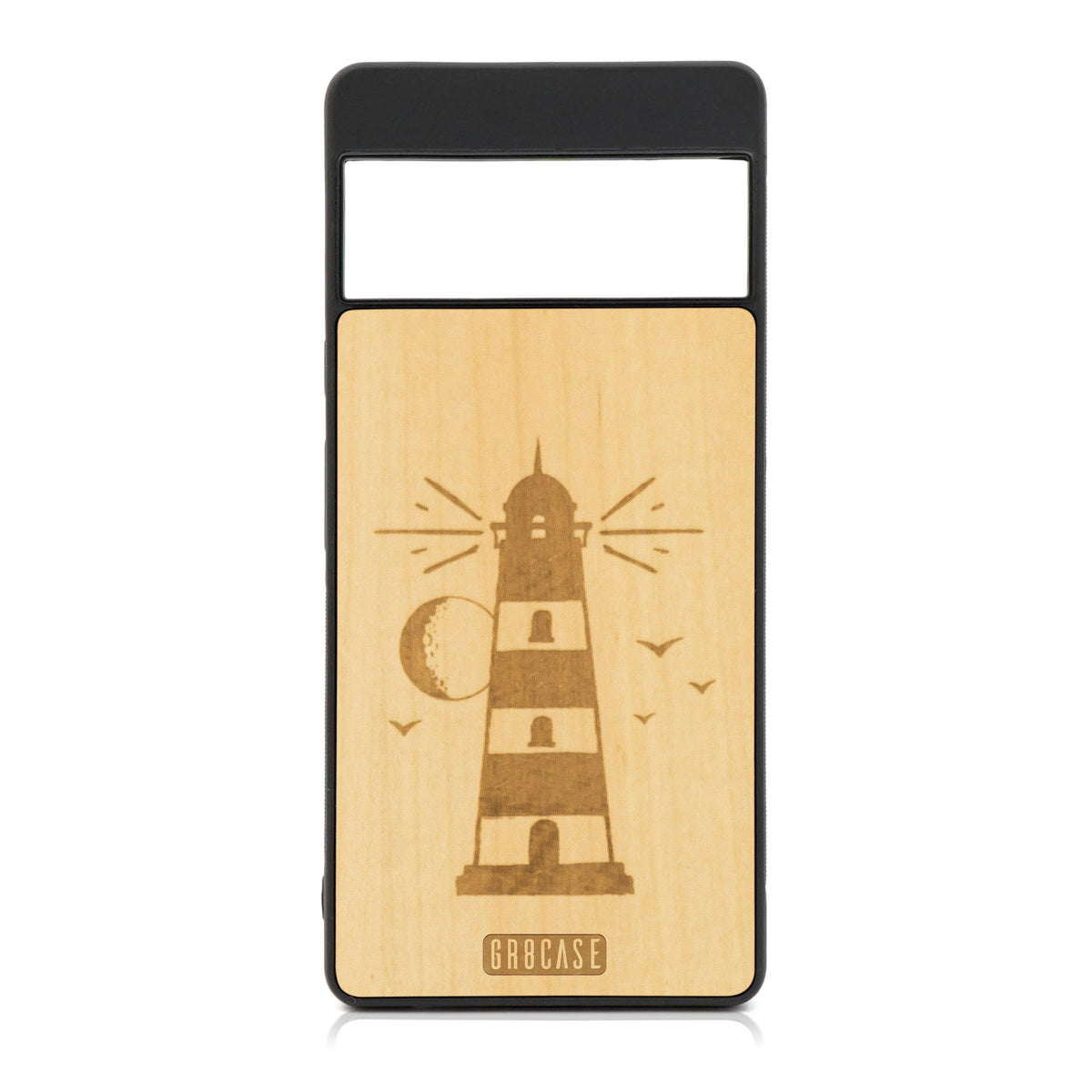 Midnight Lighthouse Design Wood Case For Google Pixel 6