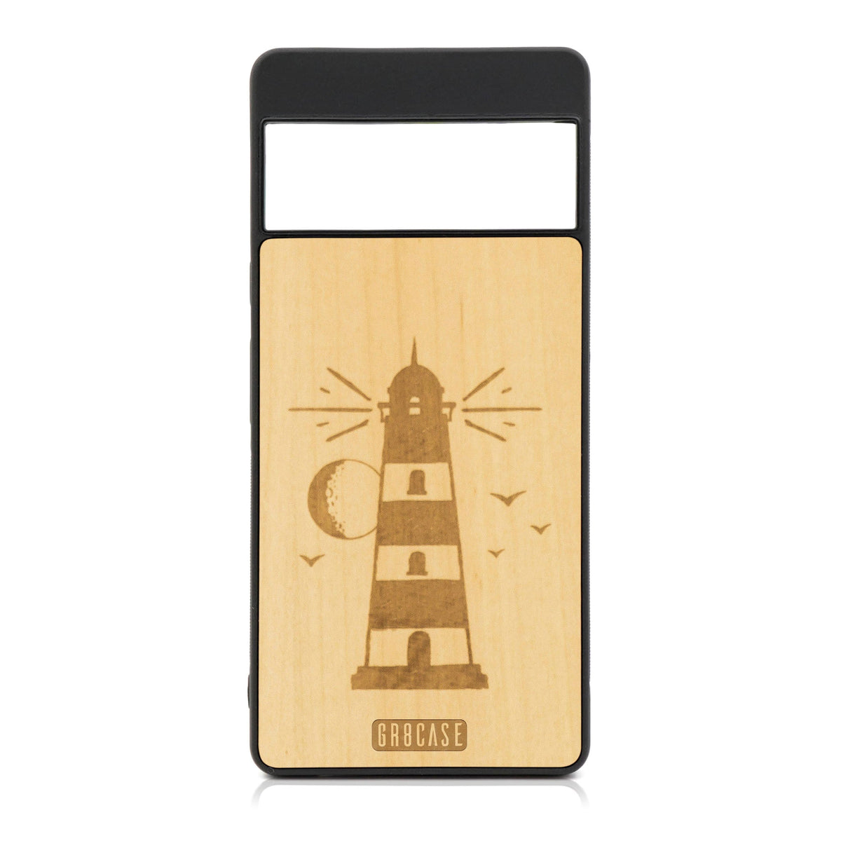 Midnight Lighthouse Design Wood Case For Google Pixel 7