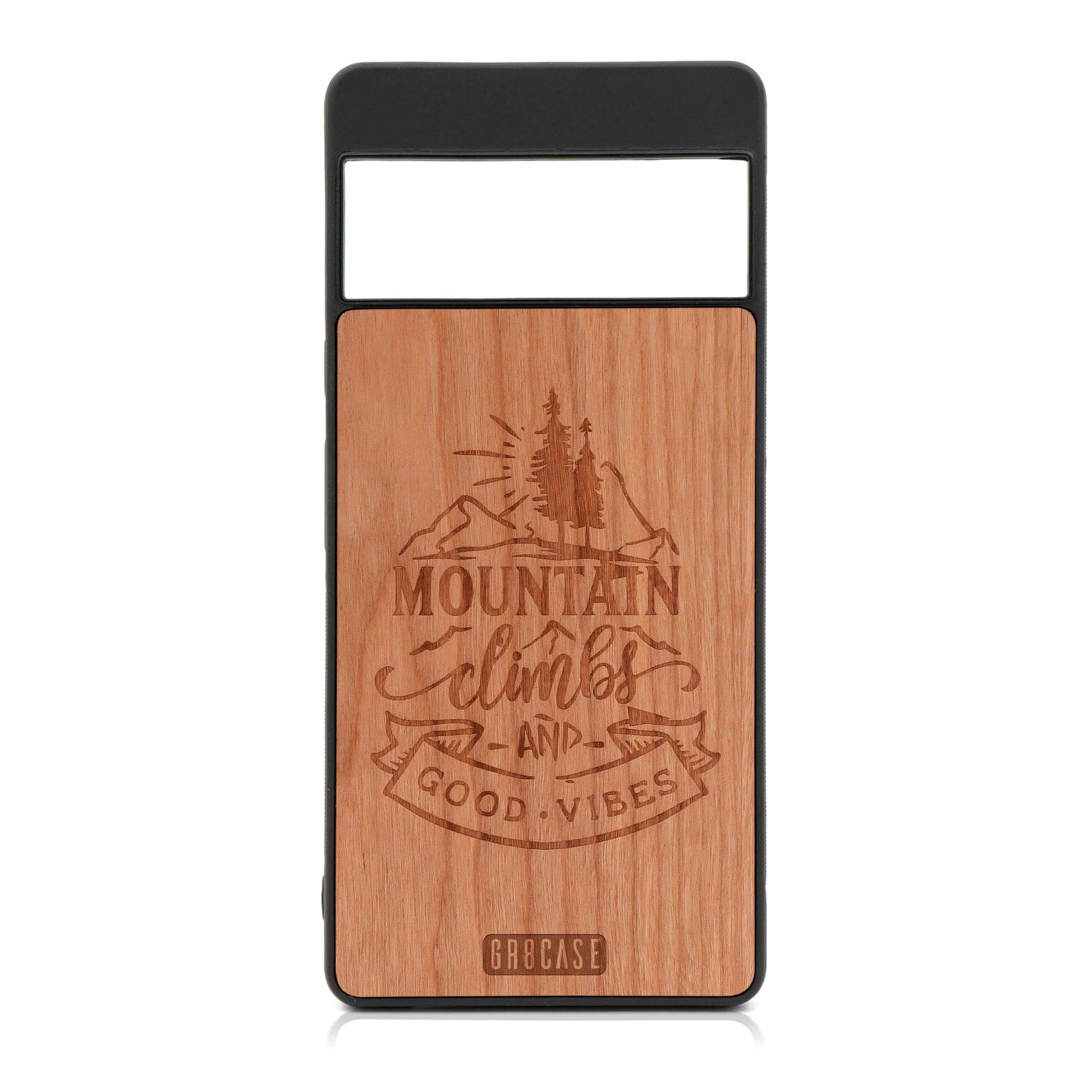 Mountain Climb Good Vibes Design Wood Case For Google Pixel 6A