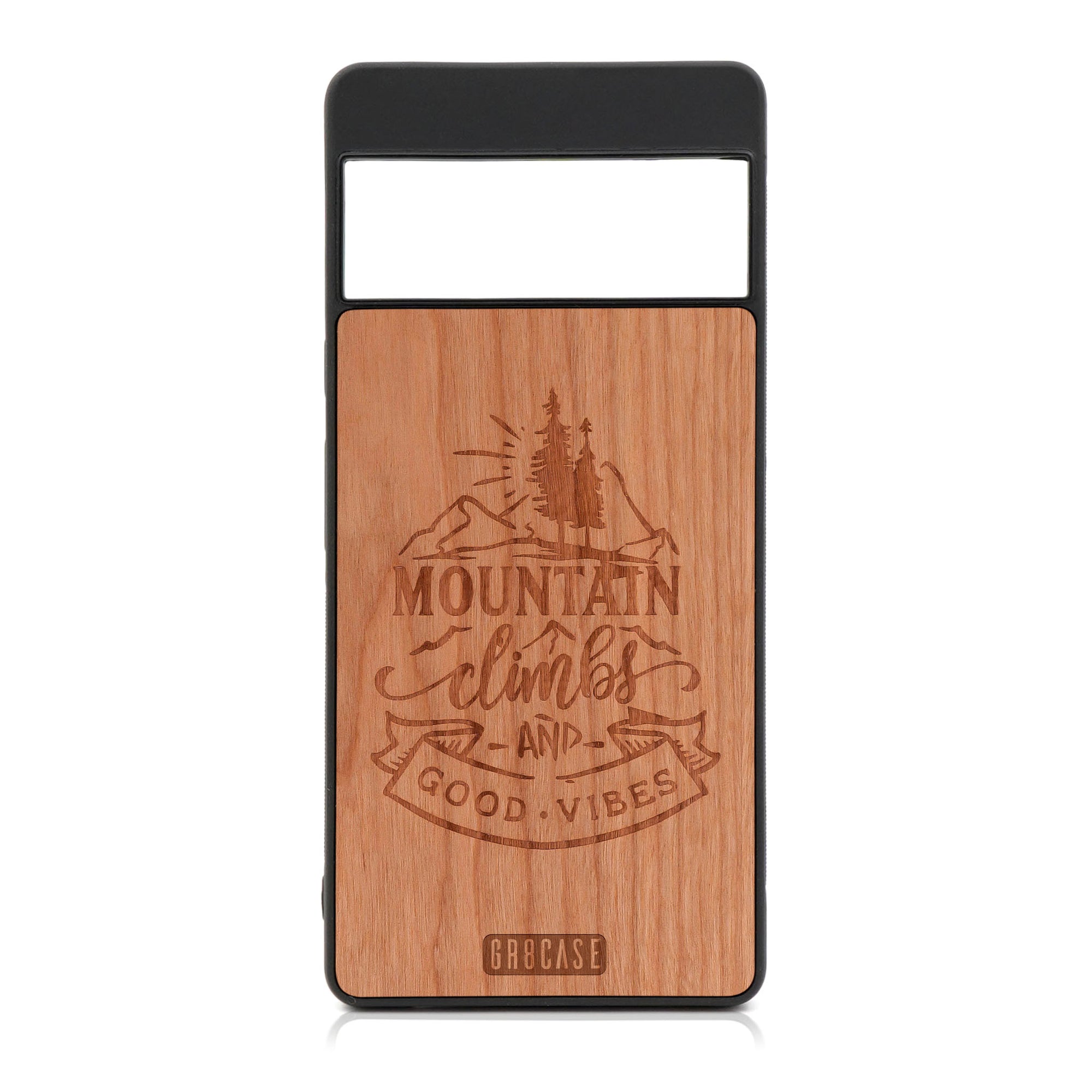 Mountain Climb Good Vibes Design Wood Case For Google Pixel 6