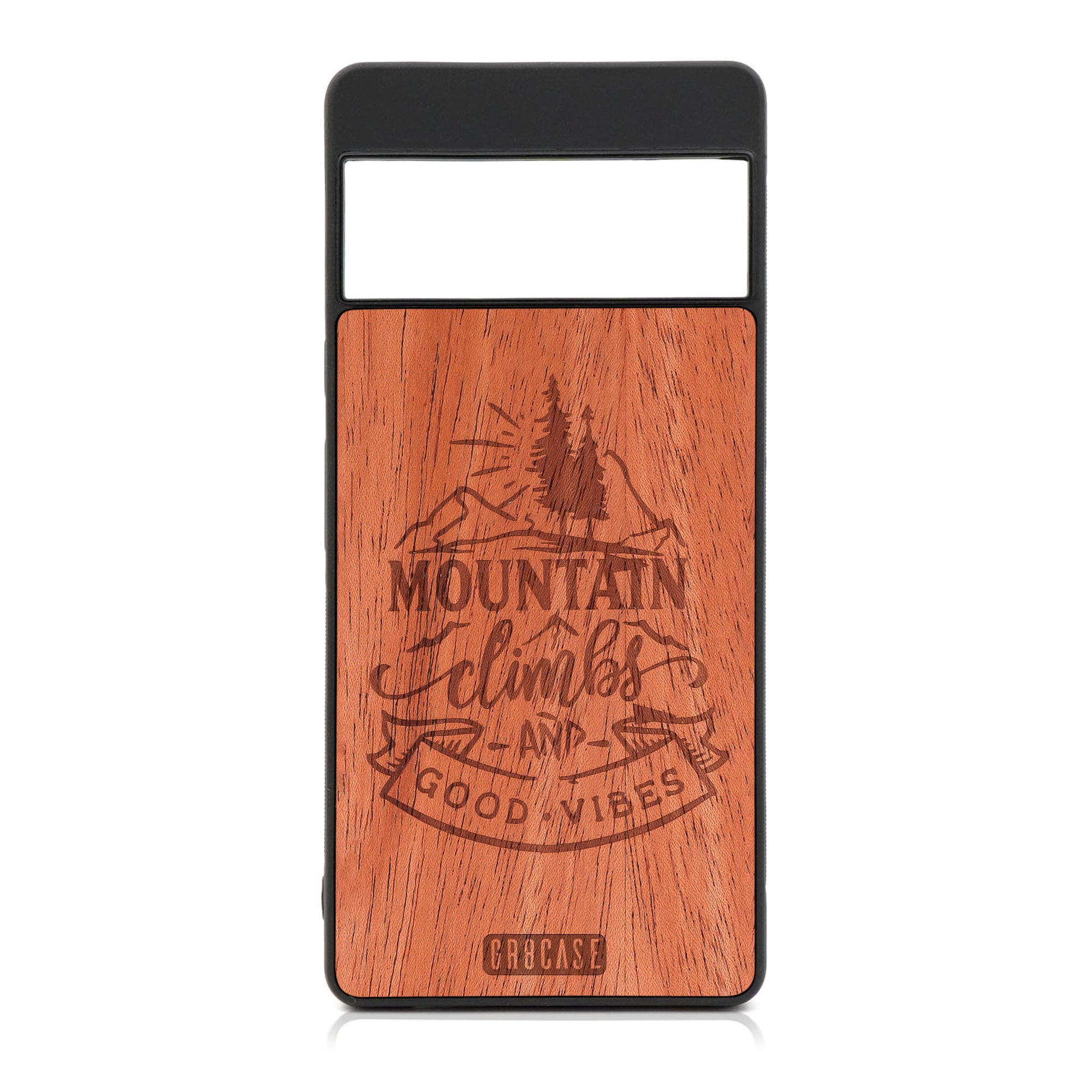 Mountain Climb Good Vibes Design Wood Case For Google Pixel 6