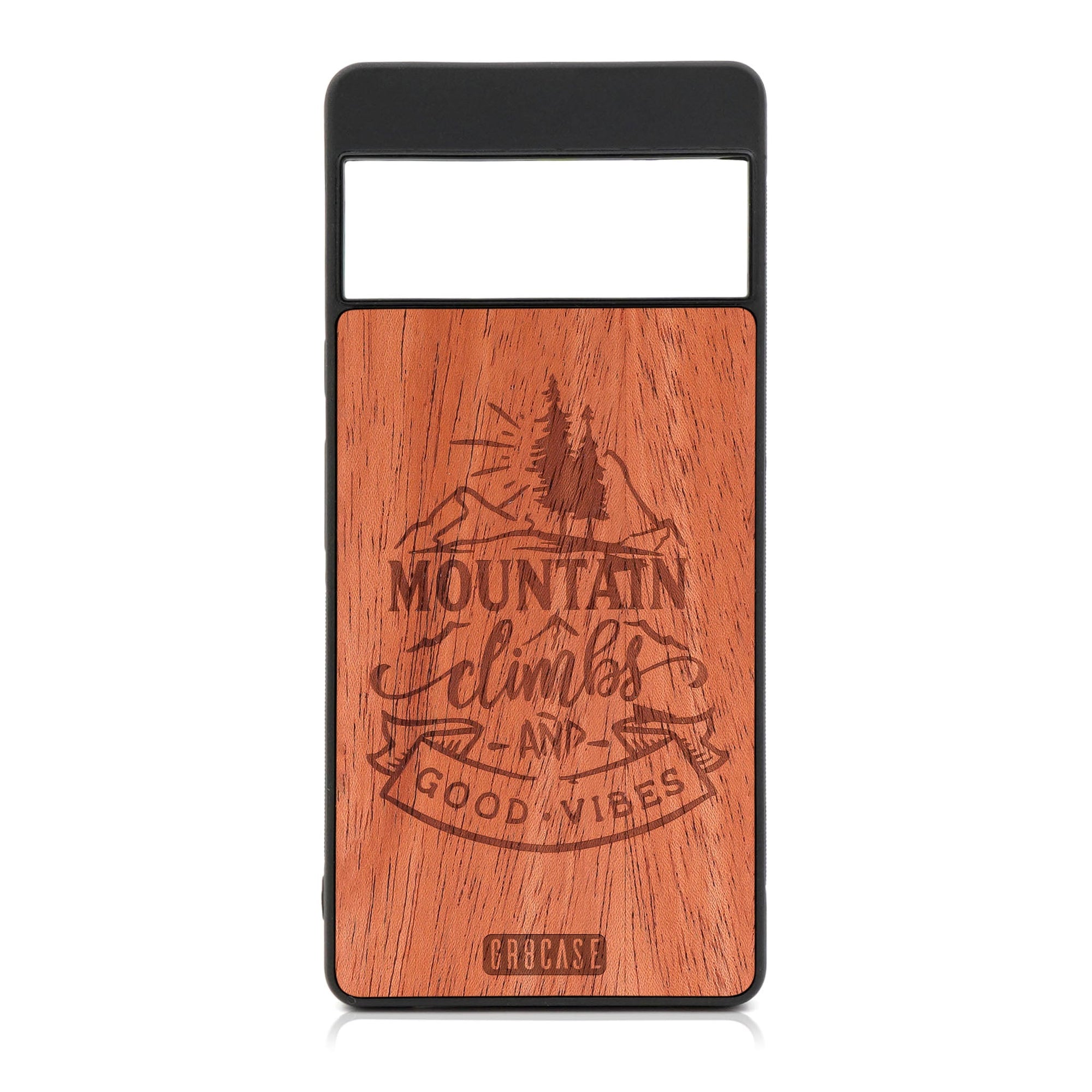 Mountain Climb Good Vibes Design Wood Case For Google Pixel 6 Pro