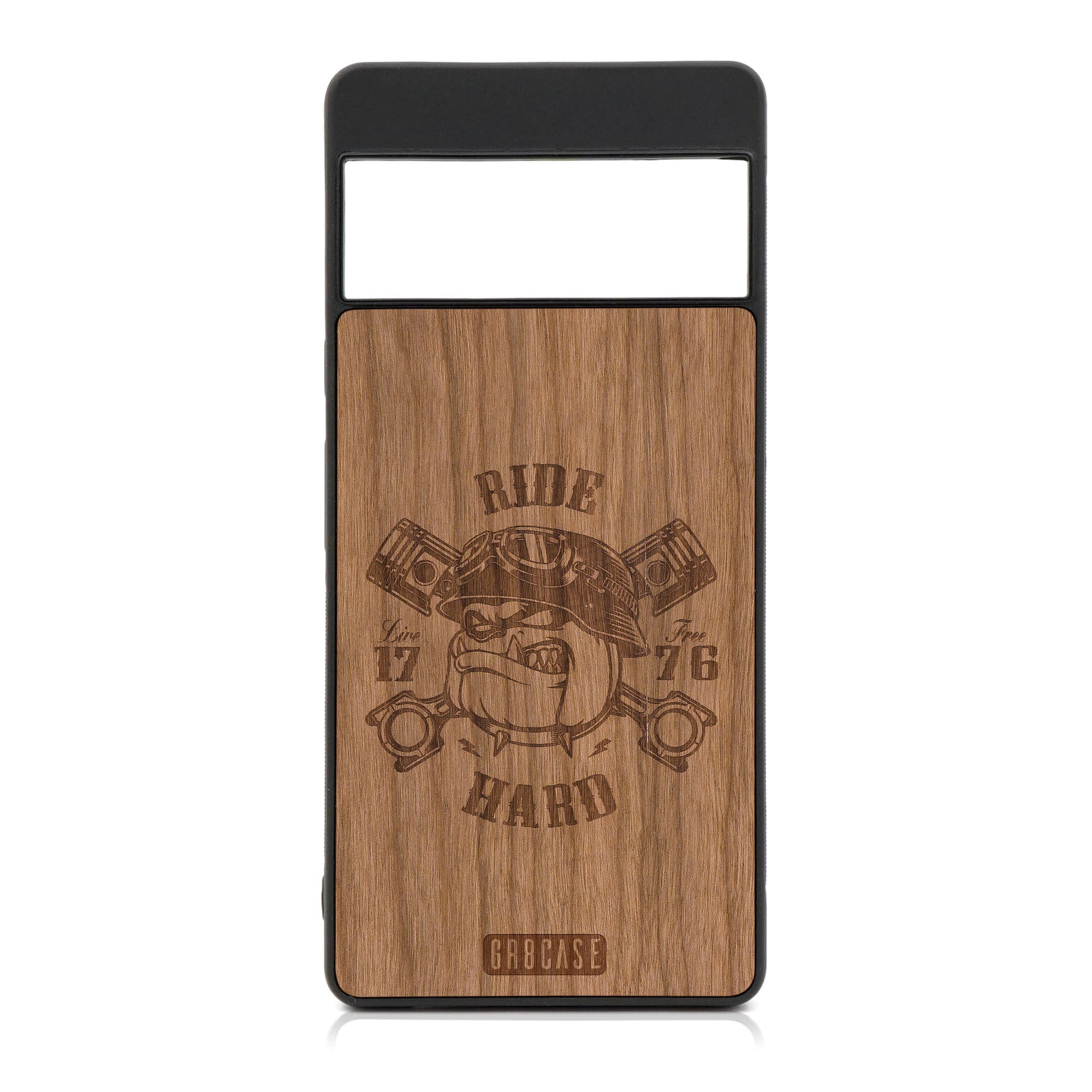 Ride Hard Live Free (Biker Dog) Design Wood Case For Google Pixel 6 Pro