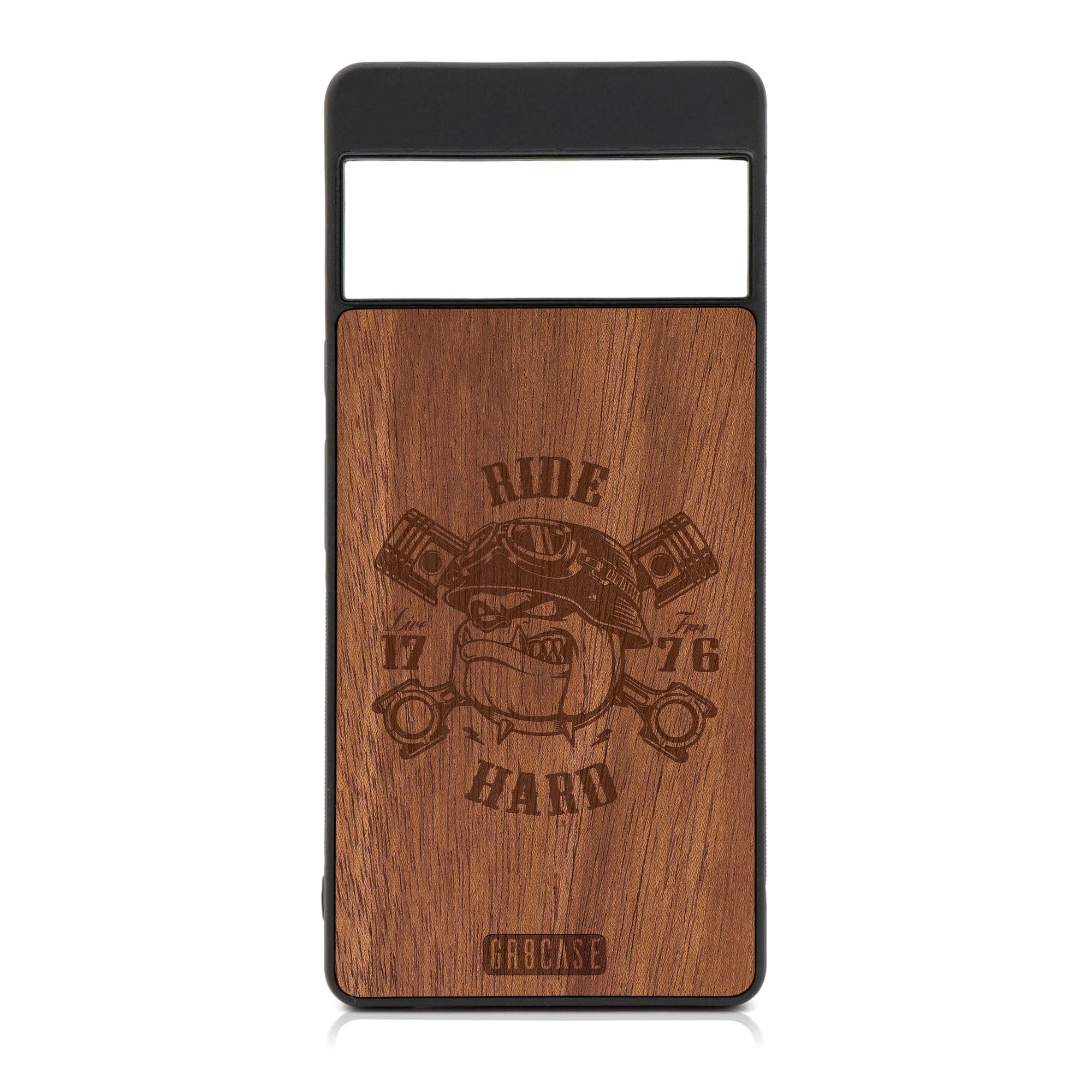 Ride Hard Live Free (Biker Dog) Design Wood Case For Google Pixel 6 Pro