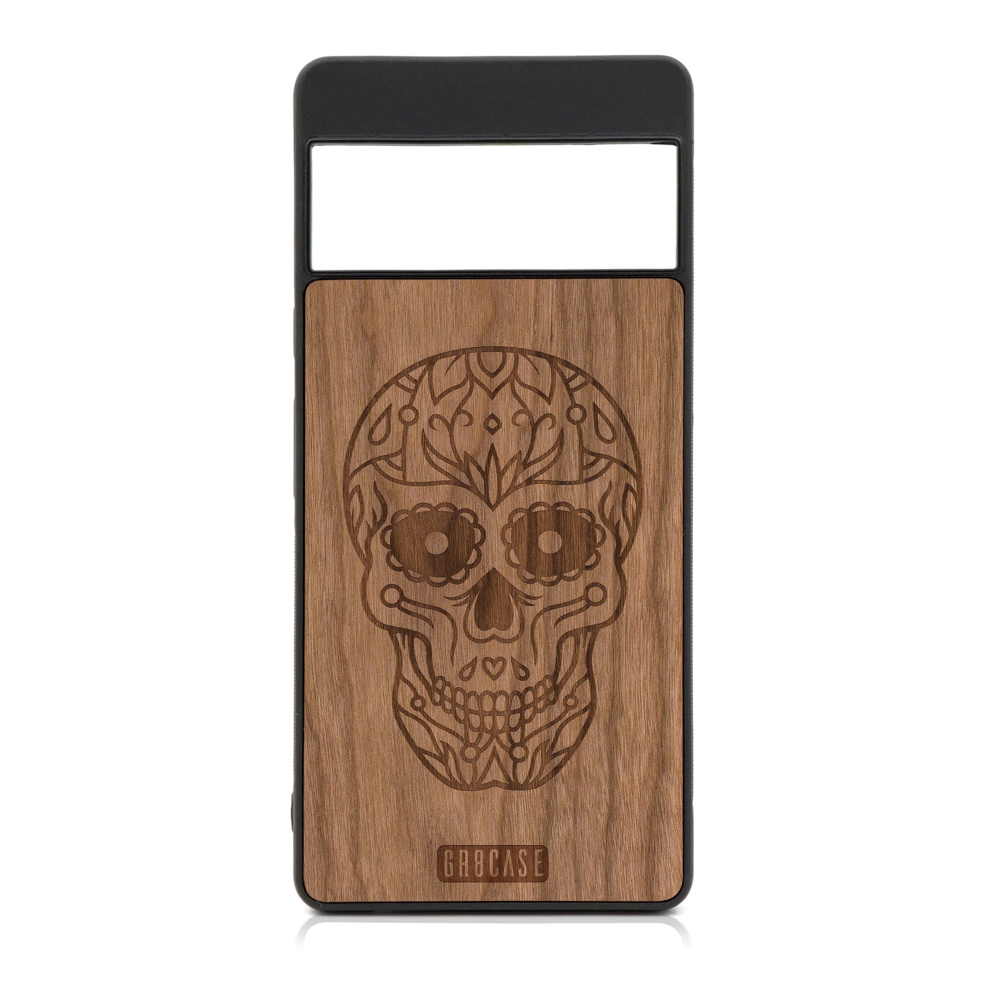 Sugar Skull Design Wood Case For Google Pixel 6 Pro