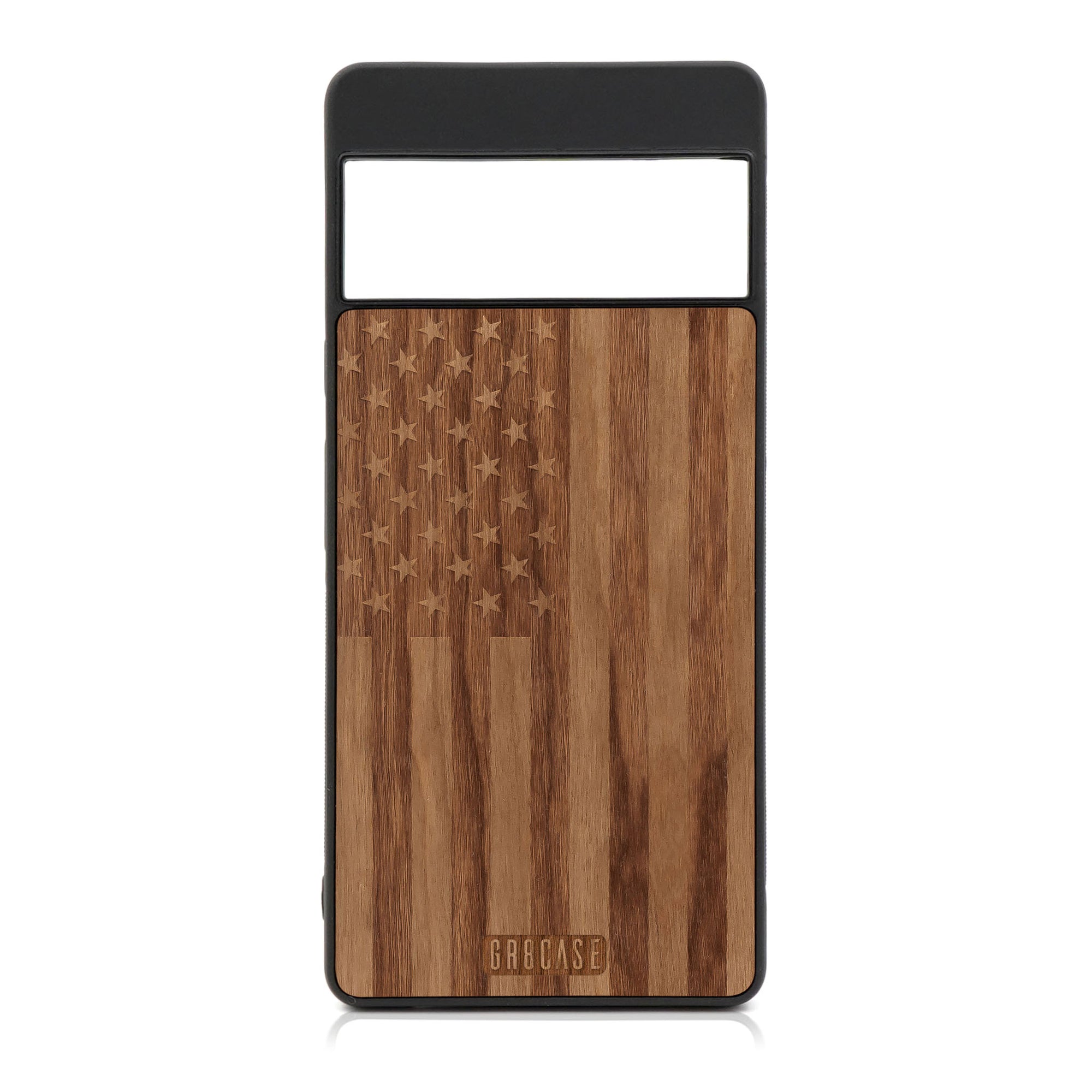 USA Flag Design Wood Case For Google Pixel 6