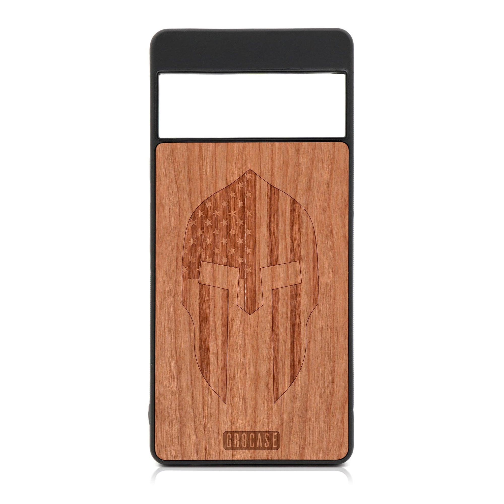 USA Spartan Helmet Design Wood Case For Google Pixel 6 Pro