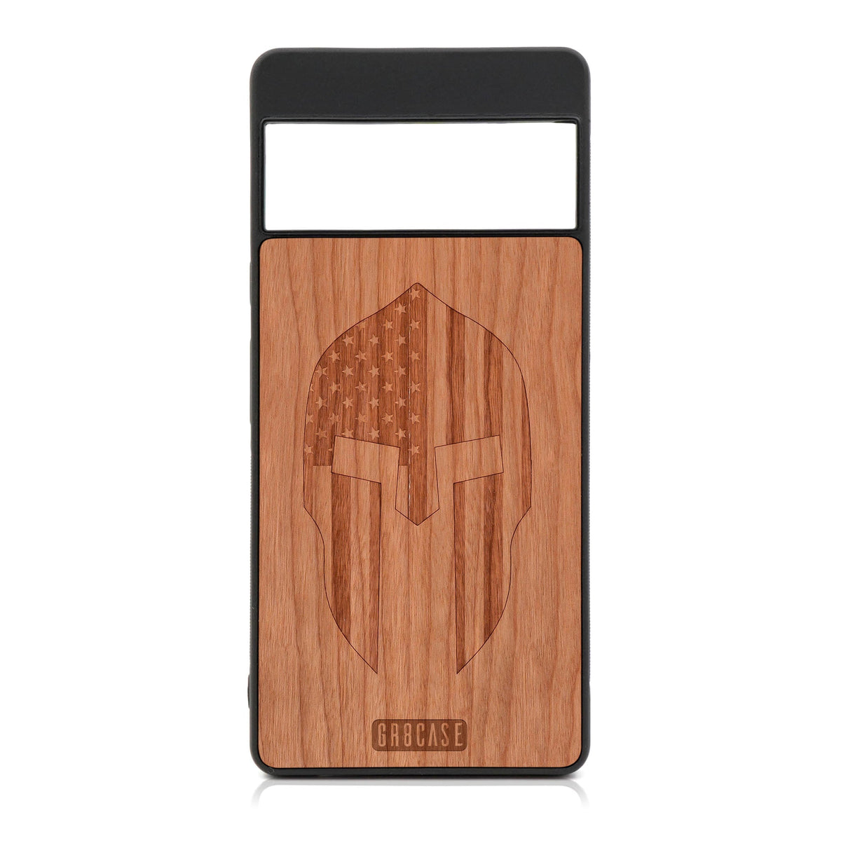 USA Spartan Helmet Design Wood Case For Google Pixel 7