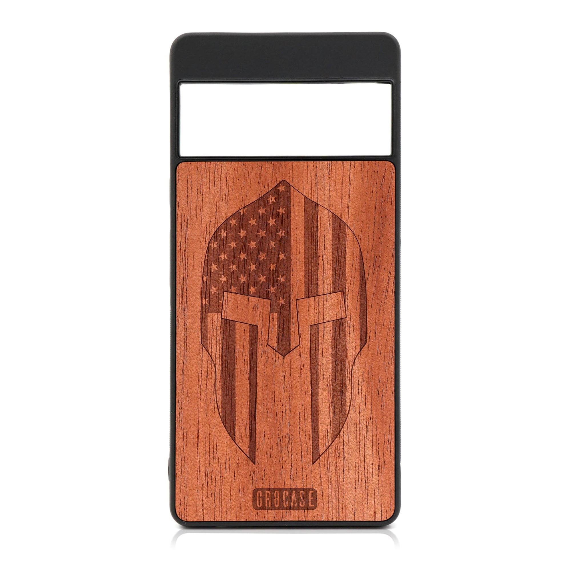 USA Spartan Helmet Design Wood Case For Google Pixel 6 Pro