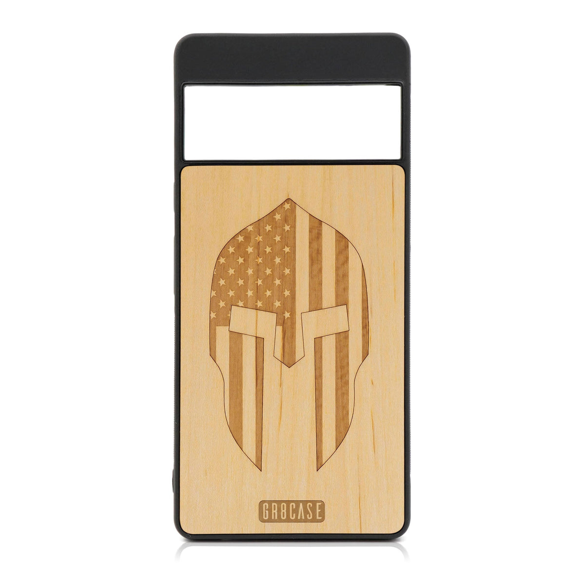 USA Spartan Helmet Design Wood Case For Google Pixel 7