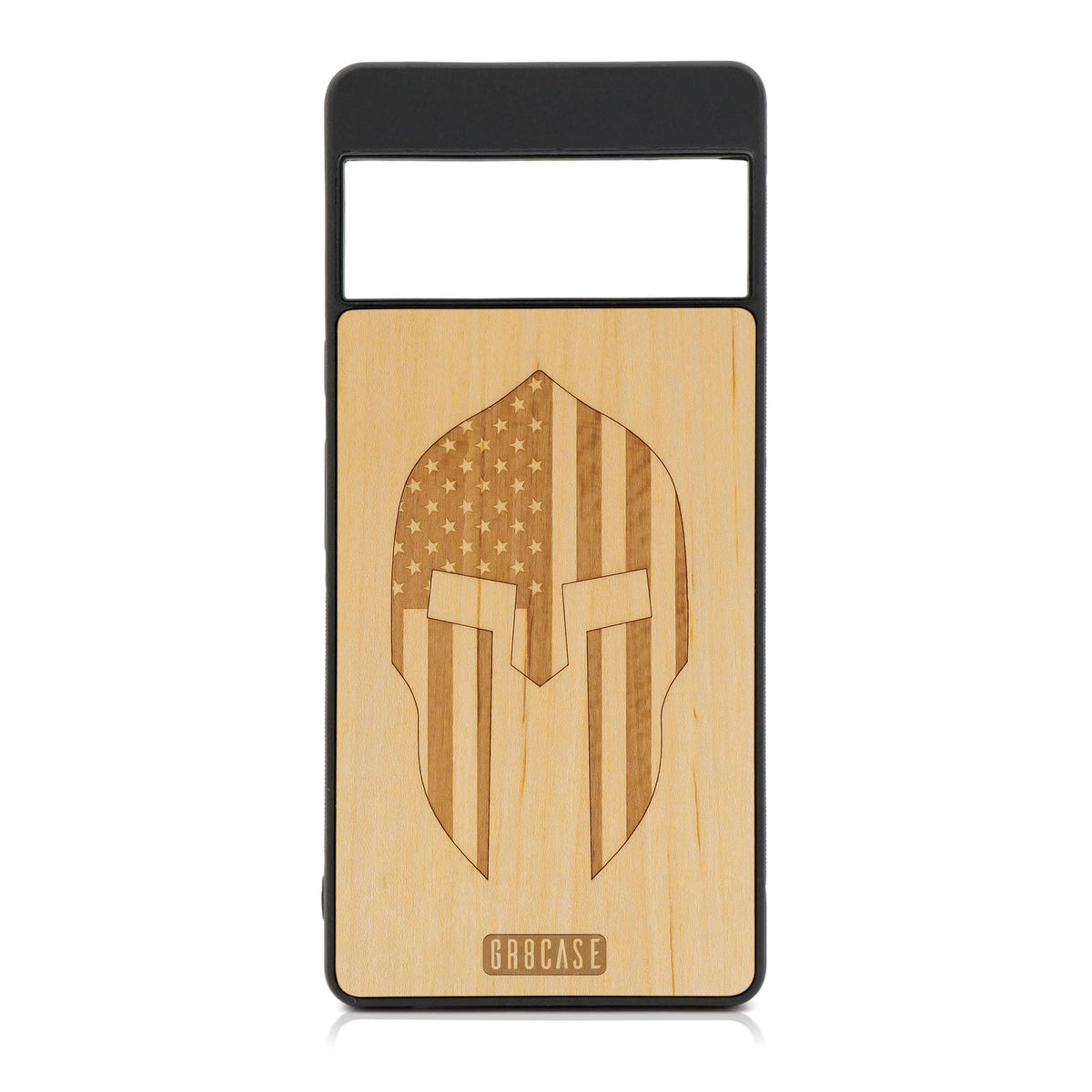 USA Spartan Helmet Design Wood Case For Google Pixel 6 Pro